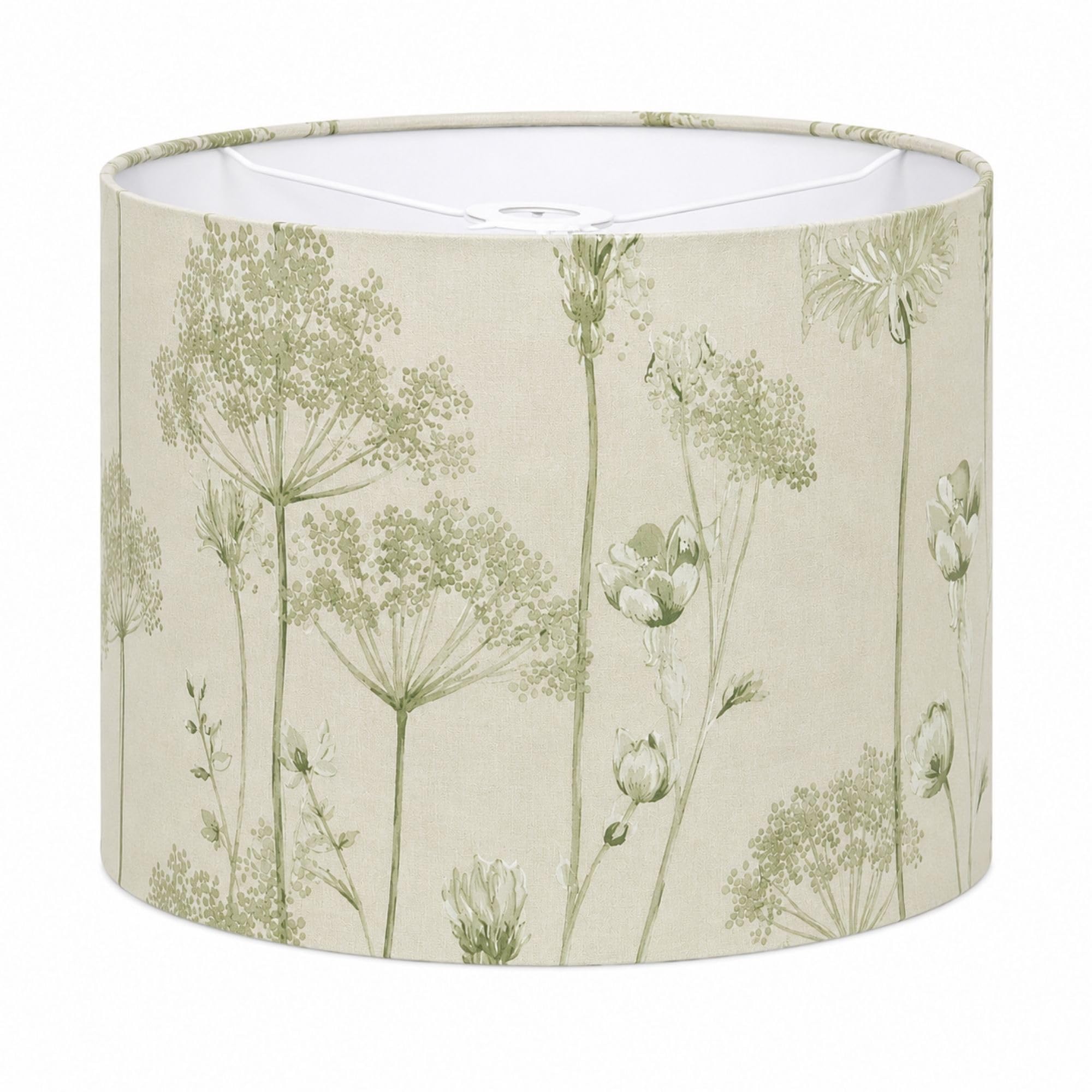 Floral Lampshade for Ceiling or Table Lamps, Sage Green Drum Light Shade, Country Cottage Farmhouse Style, 25cm or 30cm