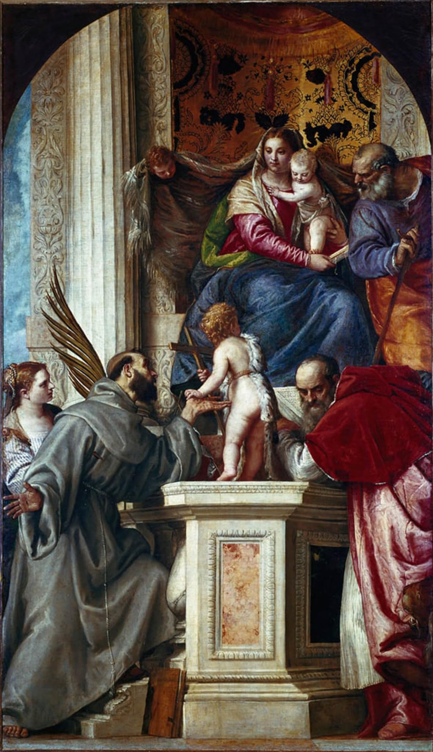 ARTXLXXBN Famous Prints Artwork Pictures Poster Painting Art the Holy Family with Saints Painting by Veronese Artwork Landscape Pictures for Home Decor 60x90cm
