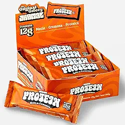 JHAMAL Barra de Proteína Vegan Bolo de Cenoura - Cremosa, Rica em Proteínas, Saudável - Vegana - Sem Glúten, Sem Adição de Açúcar, Sem OGM - Caixa com 12 un, 600g