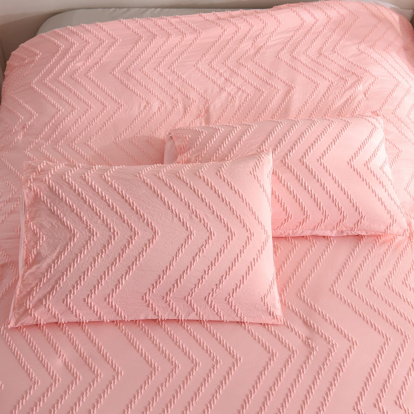 ALEjon Juego de Funda Nórdica Geométrica Rosa - 220X240 cm - Microfibra - 3 Piezas - 230X260cm