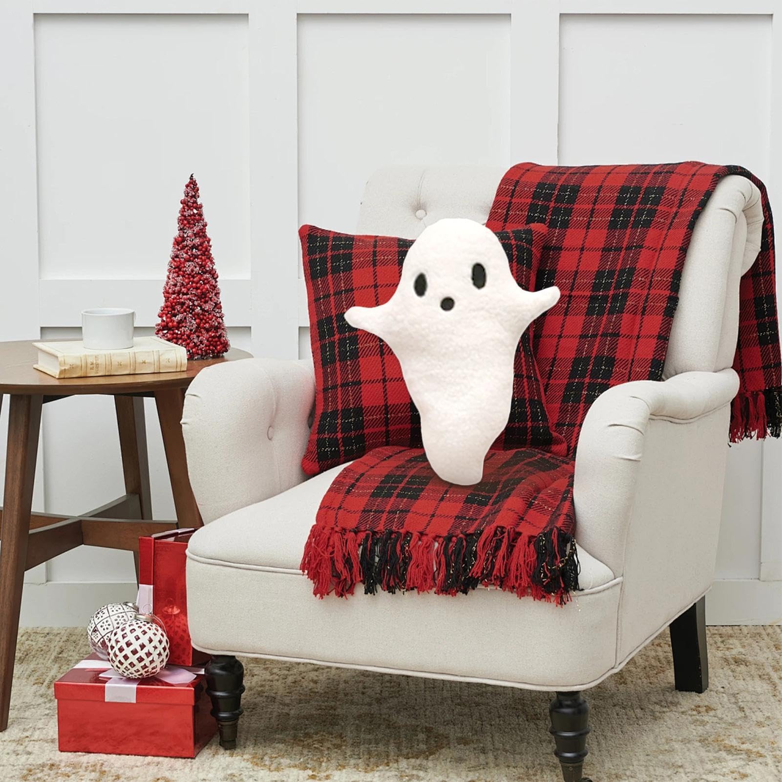 Weißer Geister-Plüsch – Süßes Halloween-Kuscheltier Oder Kissen, Ca. 30 Cm
