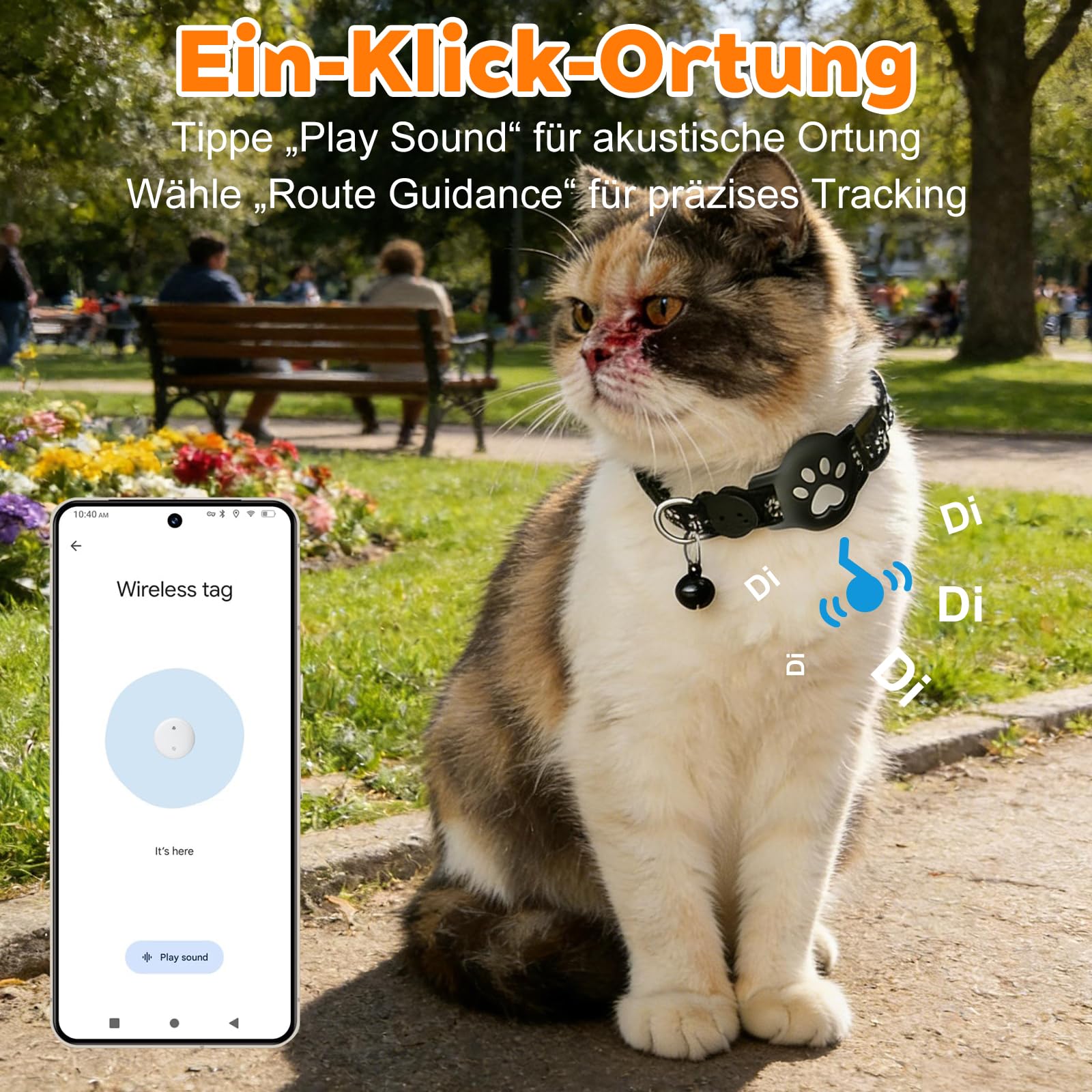 Katzenhalsband für kleine Katze und Hund (iOS & Android), Mini Tracker Katze Ohne ABO, SIM-Karte, Keine monatlichen Gebühren, Echtzeit-Tracking katzentracker (Halsband + Tracker Weiß)