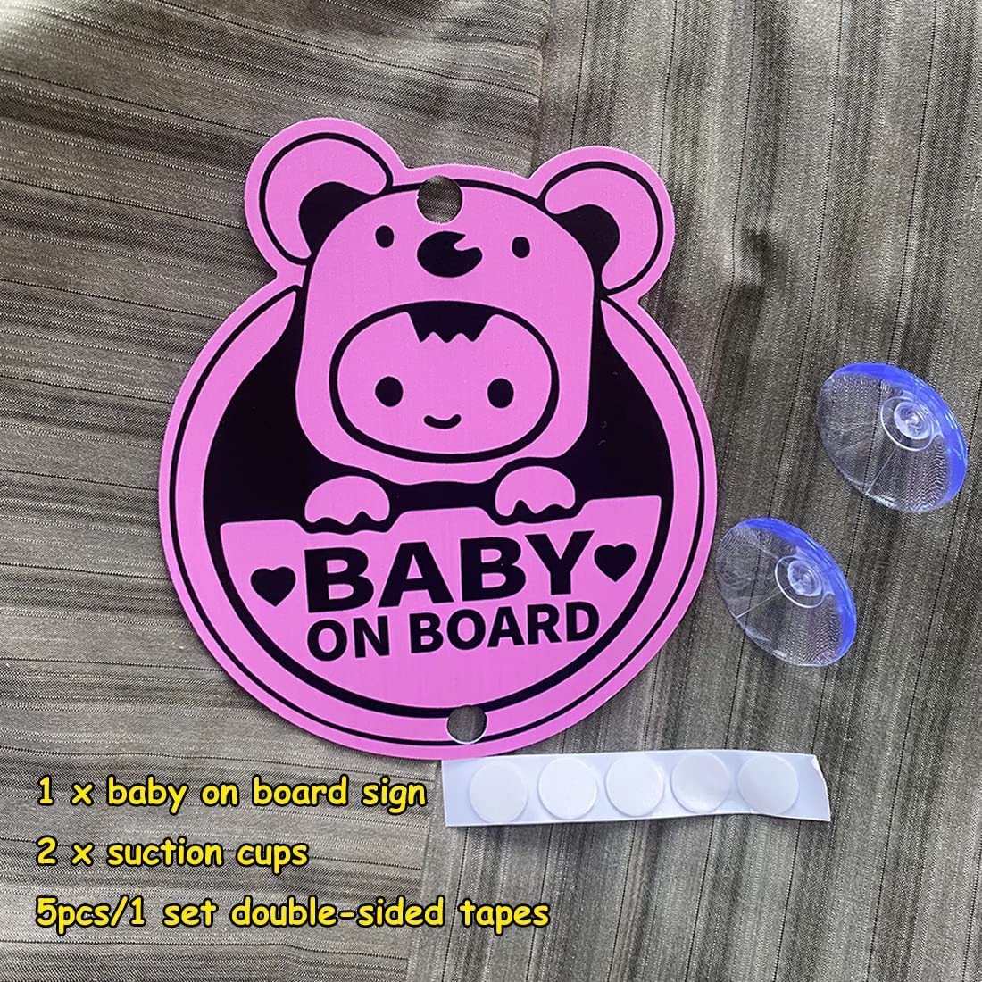 Nouiroy Autocollant Lumineux Bébé à Bord Pour Voitures, Autocollants Réfléchissants En PVC Avec Ventouses, Impression Double Face En PVC Pour Voiture, Camion, SUV (singe Double Face