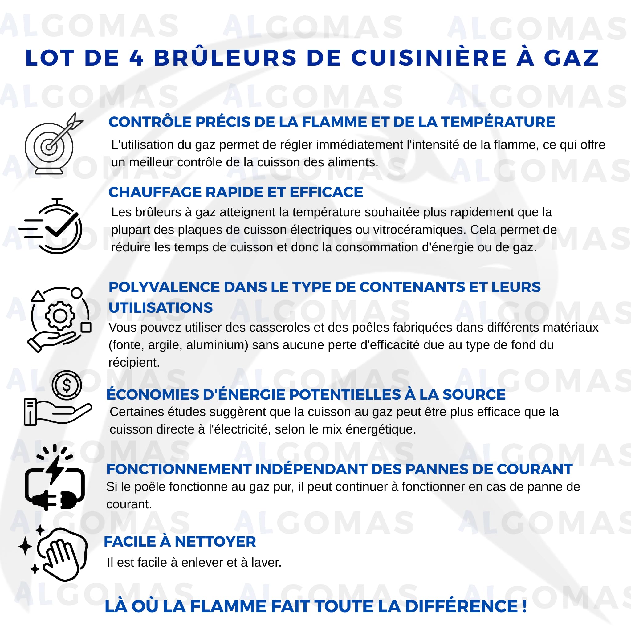 ALGOMAS Brûleurs à gaz universels | Alliage résistant et flamme stable | Améliore les performances | Remplacement pour un usage quotidien | Compatible avec Bosch Balay Teka Siemens