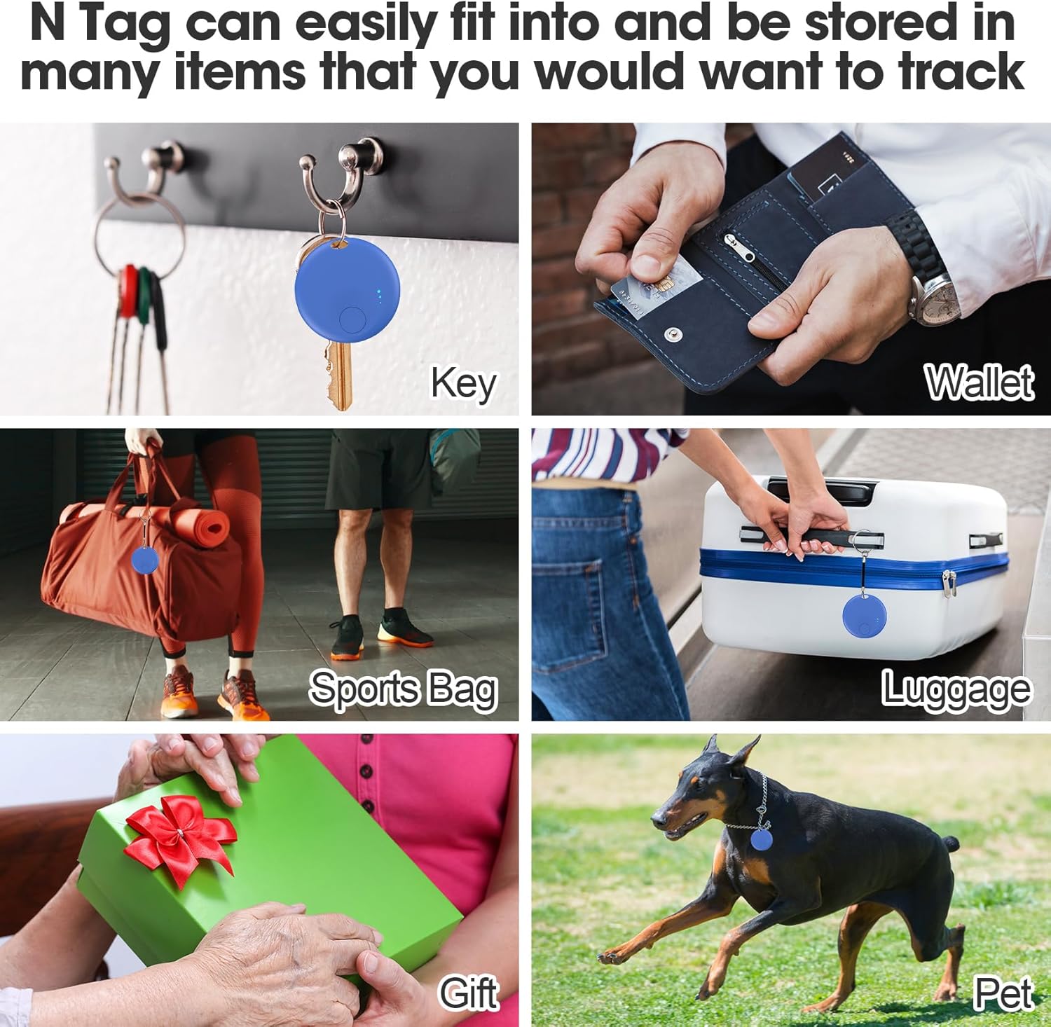 Air Tracker Tag for Android or iOS, Tracker Tags-4 Pack Smart Tag, Dual System Both iOS and Android Tracker Tags, Apple Find My or Google Find Hub App, Keys Finder Item Locator for Wallets (Blue)