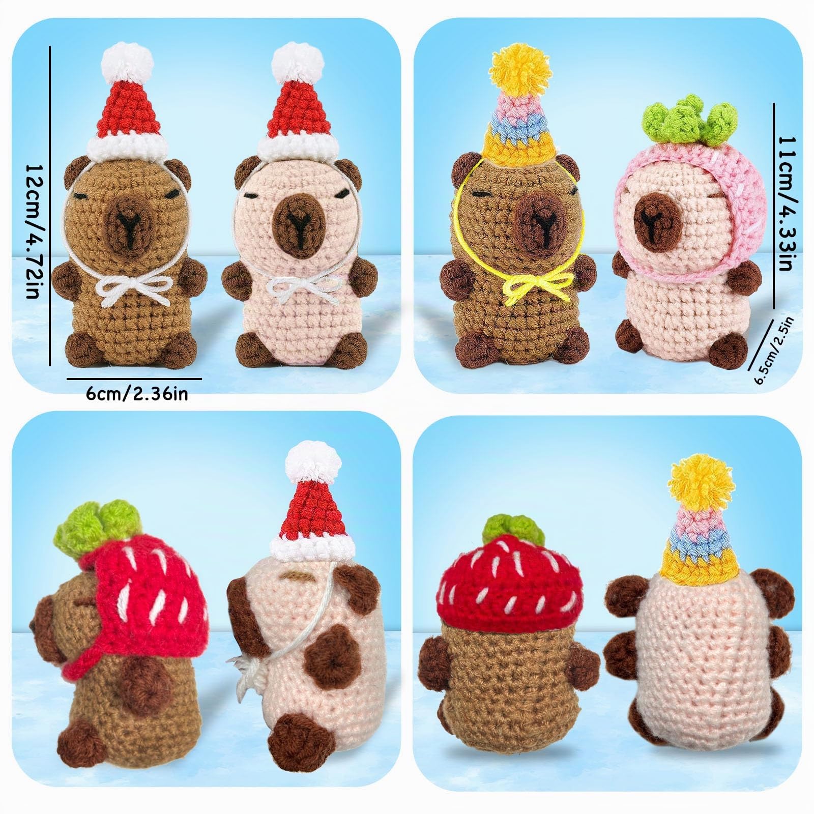 Juvanovo Kit Crochet Capybara, 2 Piezas Capibara Crochet Kit principiantes, Kit Ganchillo Capybara, Kit de Crochet Capibara con Tutoriales en Video, Capybara Regalo para Adultos y Niños