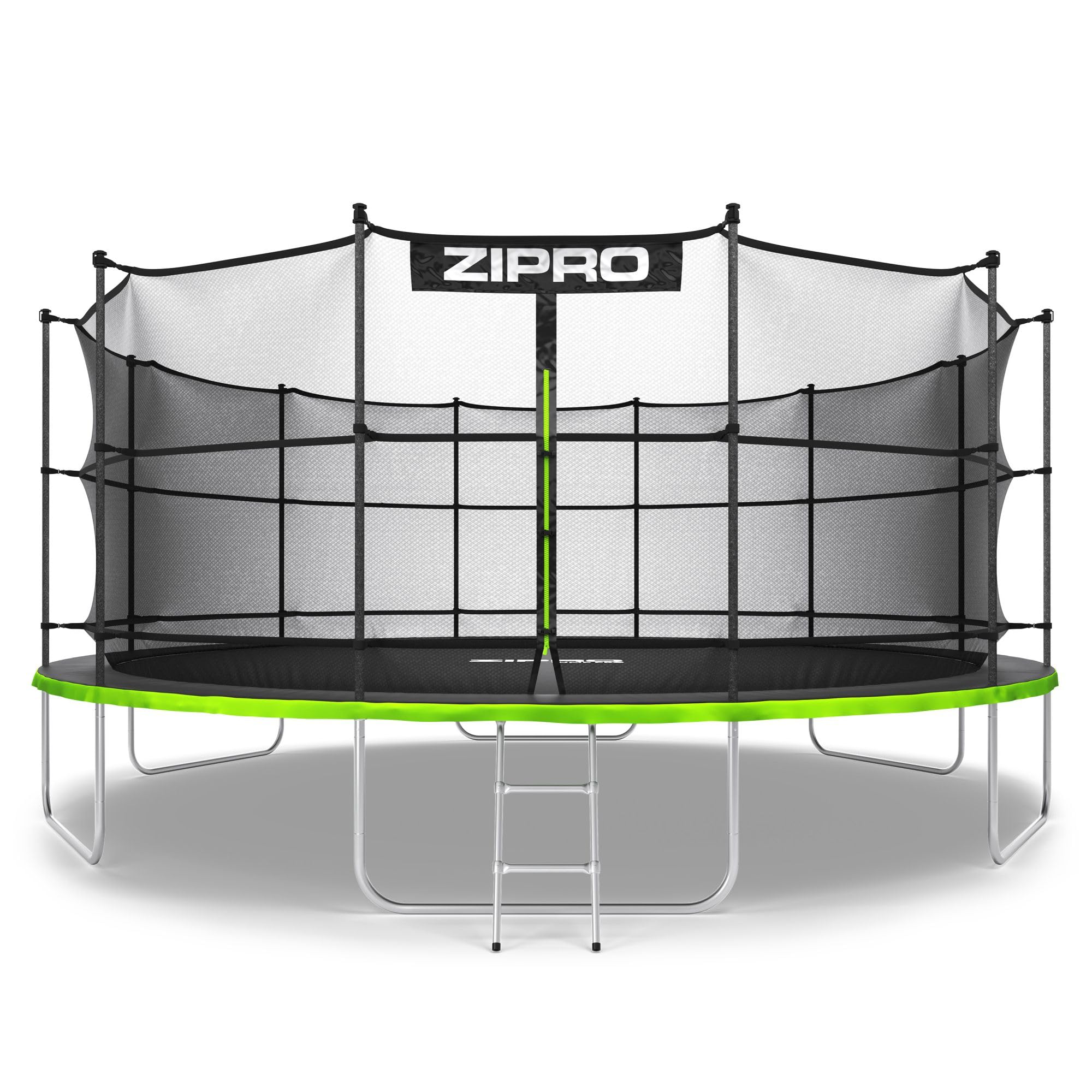 ZIPRO JumpPro in Trampoline Extérieur, Trampoline de Jardin Enfants, Filet Intérieur, Résistant, Protection UV, Montage Facile, Charge 100-​150 kg, Ø 183/​252/​312/​374/​435/​496 cm
