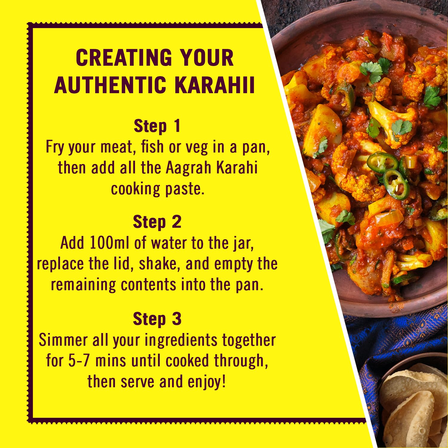 Aagrah Karahi Tarka Indische Curry-Kochsoße – authentische Restaurant-Rezeptbasis – mittel-mild – 270 g Glas für 3–4 – 6 Stück