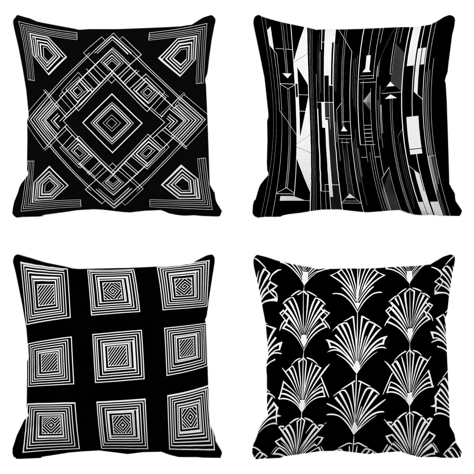 Federe Cuscini Divano 40x40cm, Federa Cuscino Geometria In bianco e nero Quadrati Copricuscini Super Morbido Copri Cuscini Per Divano, Cuscino Decorativo da Esterno Giardini, Camera Divani, Sedie P324