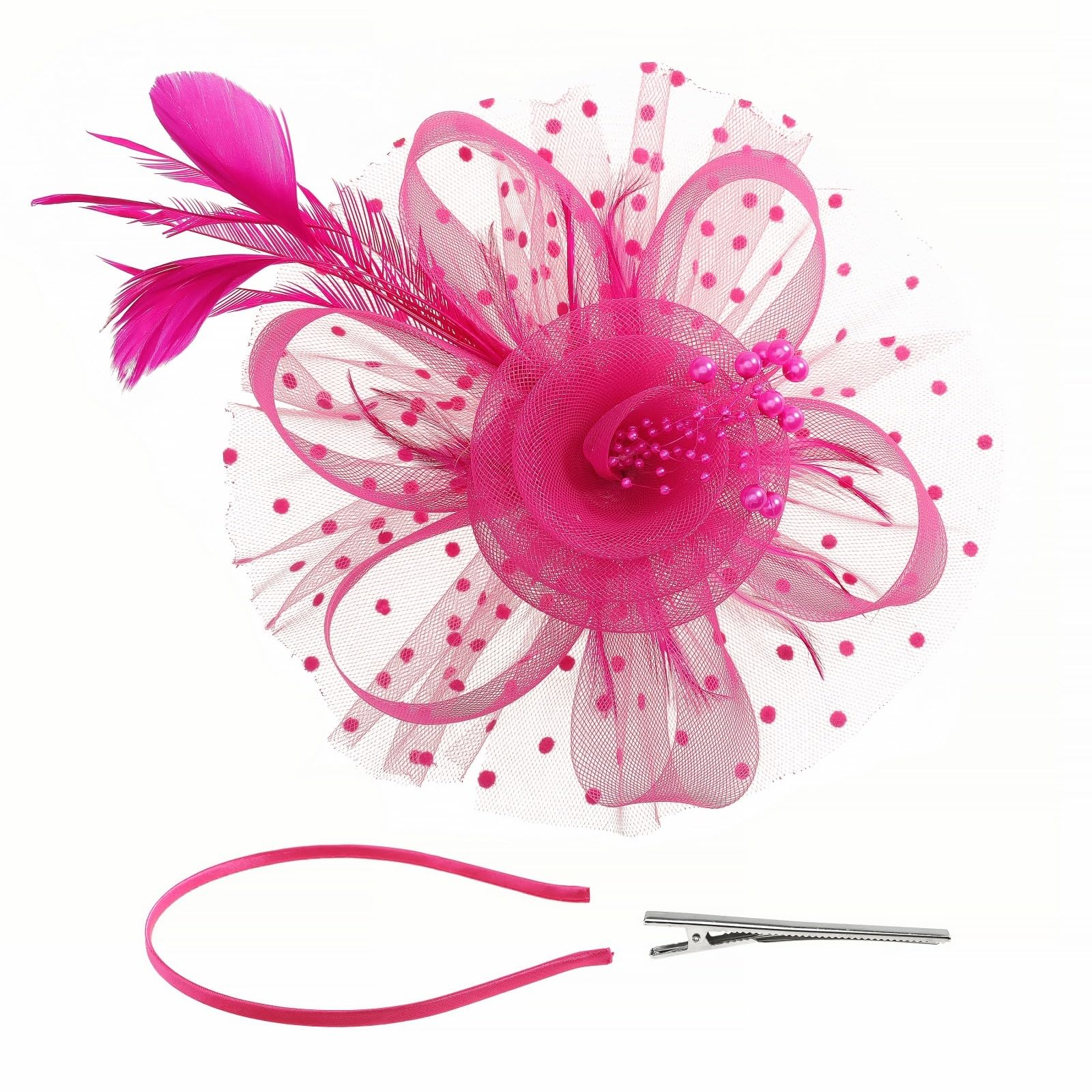 Fascinators Hats for Women Kentucky Derby Tea Party Hat Wedding Mesh Ribbons Cocktail Fancy Flower Feathers Fascinator Clip