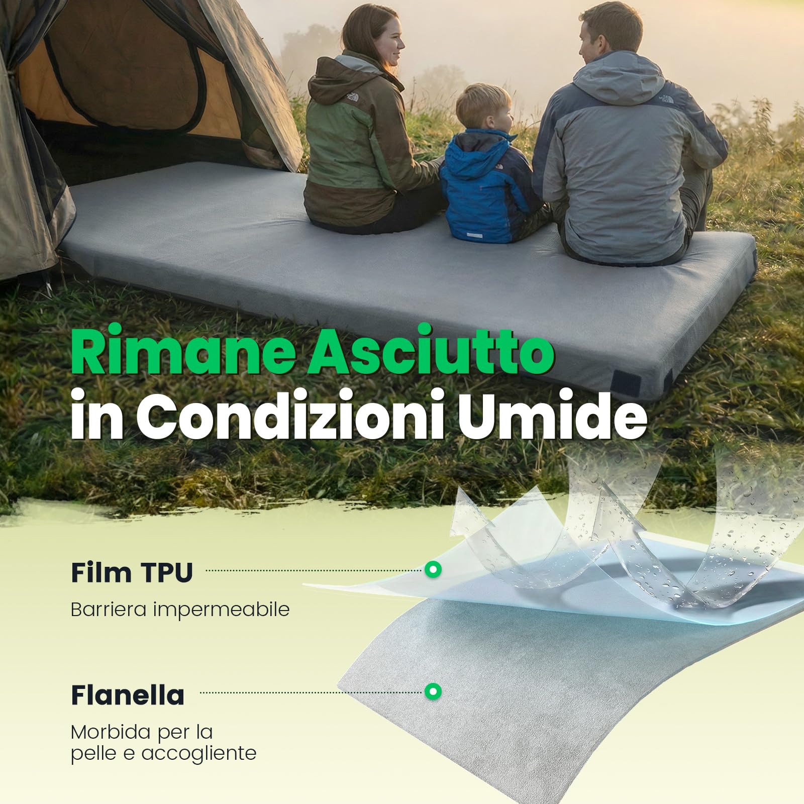 Willpo Materasso in Memory Foam per Campeggio con Borsa da Viaggio, Materassino Portatile Leggero per Tende, Letti per Ospiti, Casa - Grigio, Singolo Piccolo
