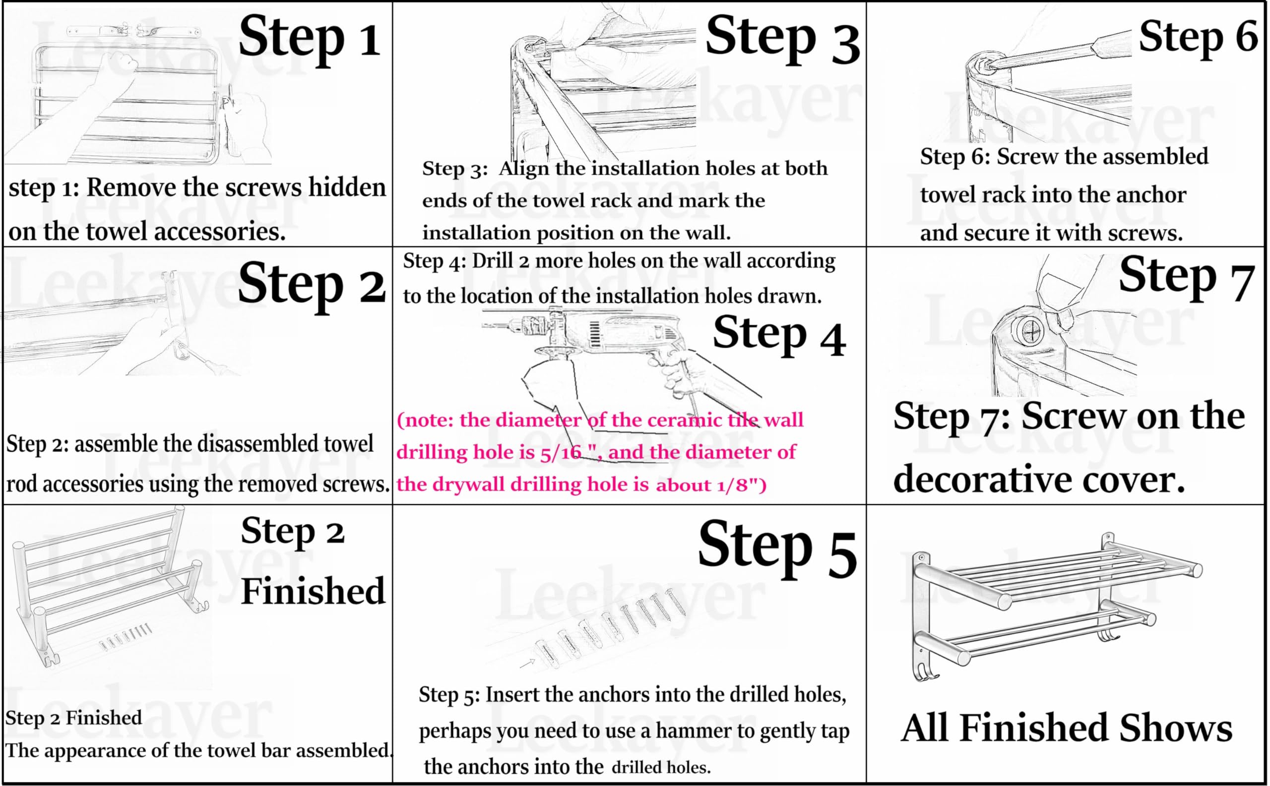 Leekayer Handtuchstange 60cm Schwarz - Doppelschicht Edelstahl Für Badezimmer & Küche