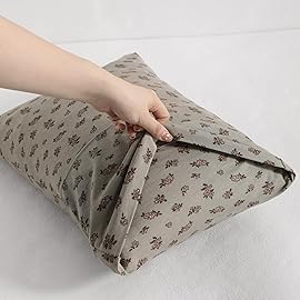 NTBAY 2 Pack 100% Natural Jersey Cotton Toddler Pillowcases, Super Soft and Breathable Travel Pillow Cases with Envelope Closure for Nursery, 13x18 Inches, Grey Floral