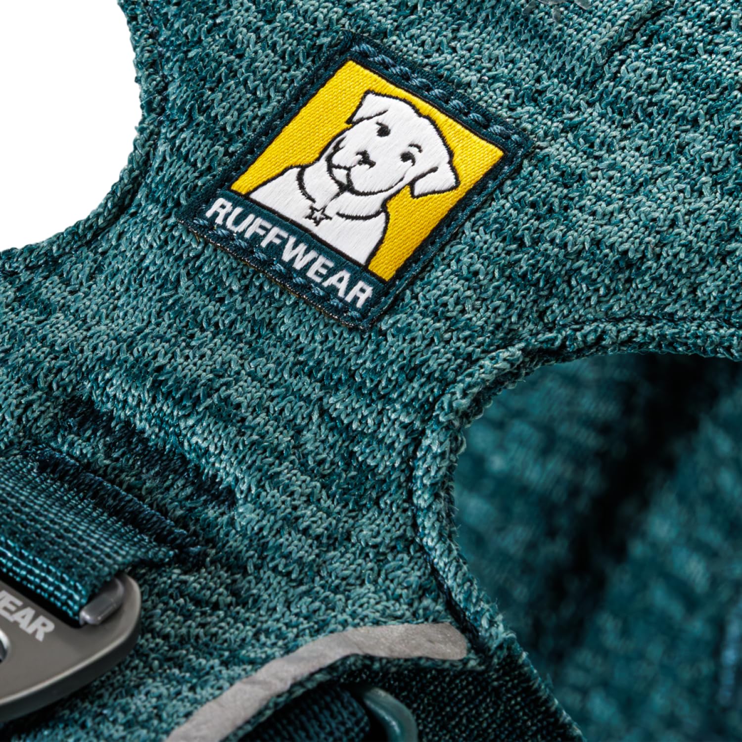 Ruffwear Front Range - Arnés flexible para perro, ajustable y suave, ligero, 2 puntos de fijación de correa, tejido diseñado y ribete reflectante, verde azulado profundo, talla XXXS