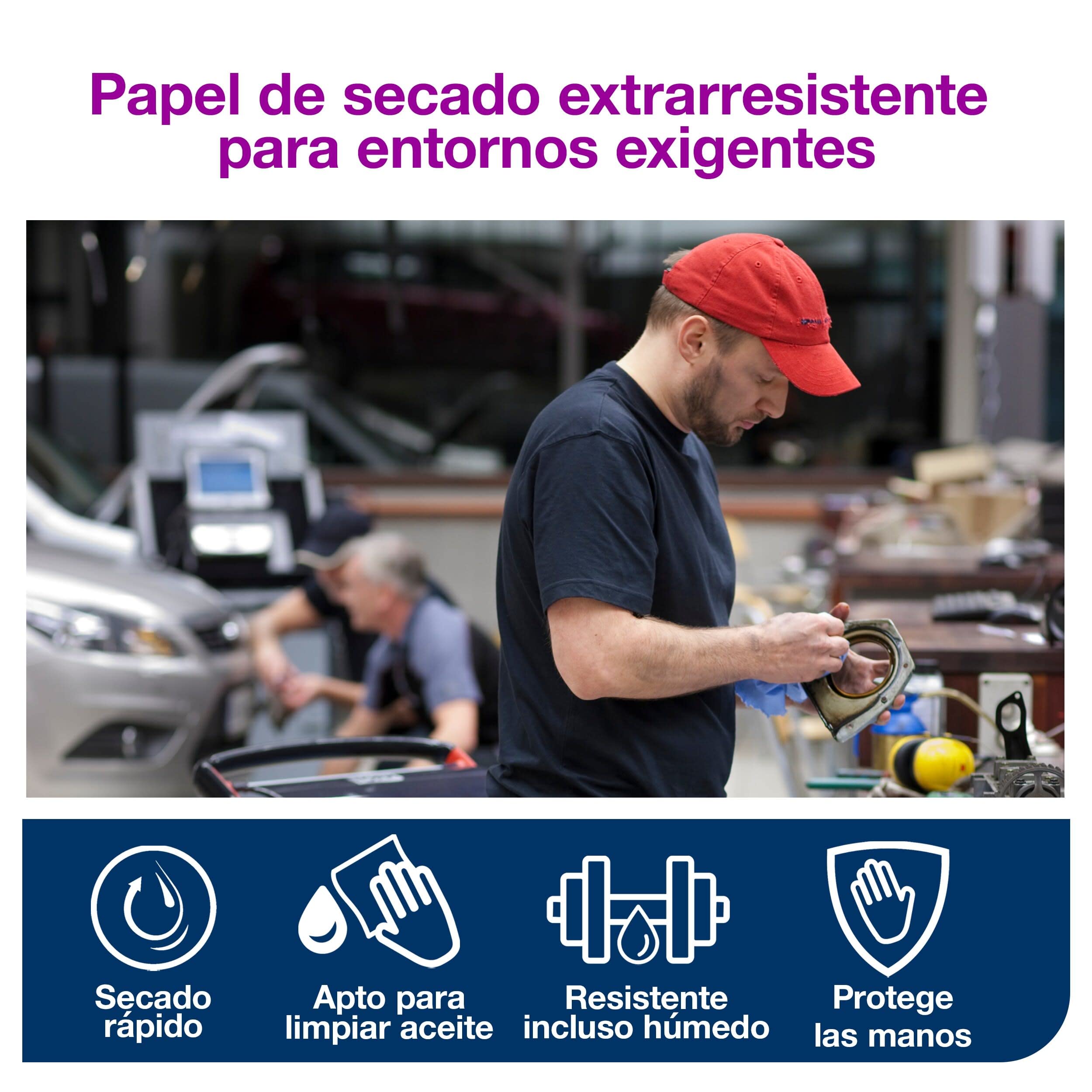 Tork 130081 Papel de secado extra fuerte para la industria/2 paquetes/3 capas/Paños de papel compatibles con el sistema W1 y W2/Premium/2 bobinas x 119 m de largo/azul, 2 x 119 m