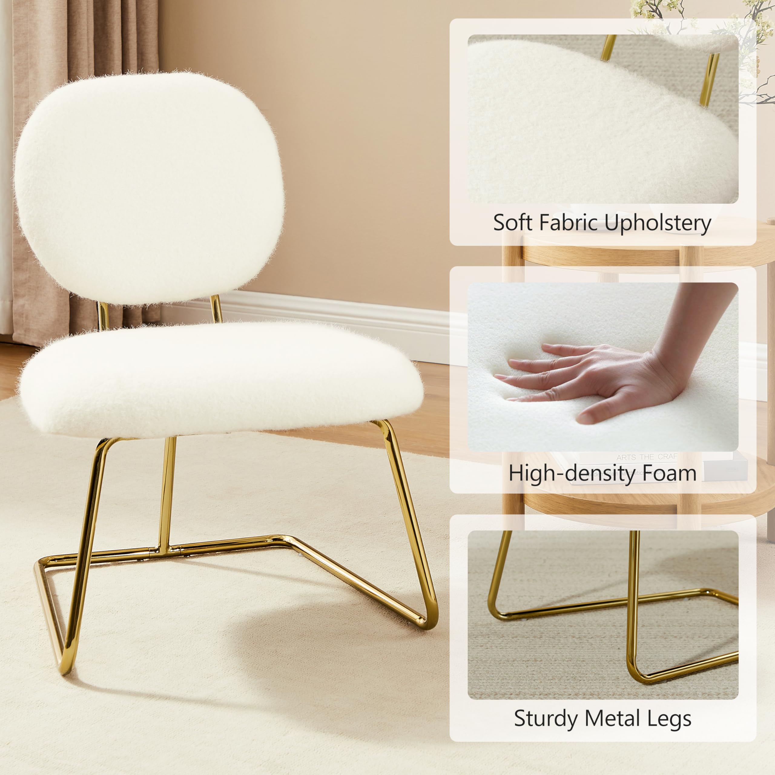 Zouron - Silla de Comedor con Patas Doradas, Silla de Oficina giratoria, Sillón de Terciopelo,sillón de salón con apoyabrazos y Asiento Acolchado Grueso, sillas de Cocina, Naranja