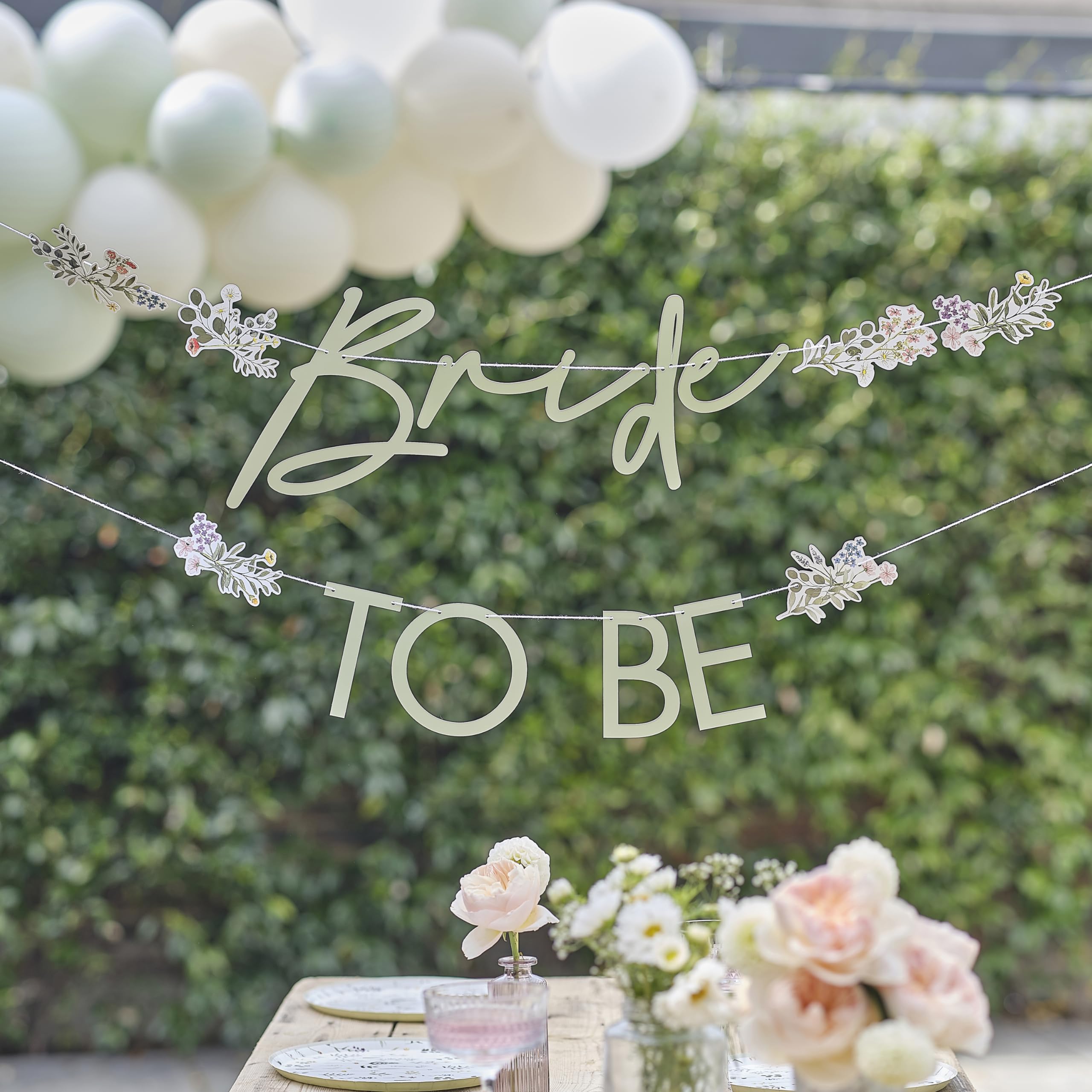 Ginger Ray 'Bride to Be' Letter Banner Bunting Garland Hen Party Hanging Decoration 1.5m, Floral