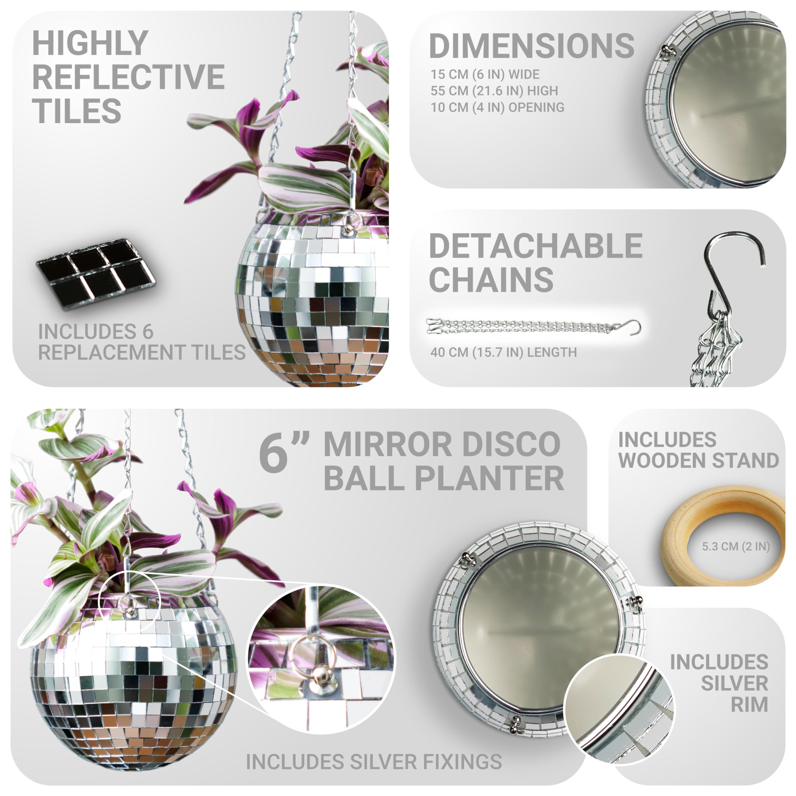 Spiegelbal Hangende Planter voor Binnen, Opknoping Disco