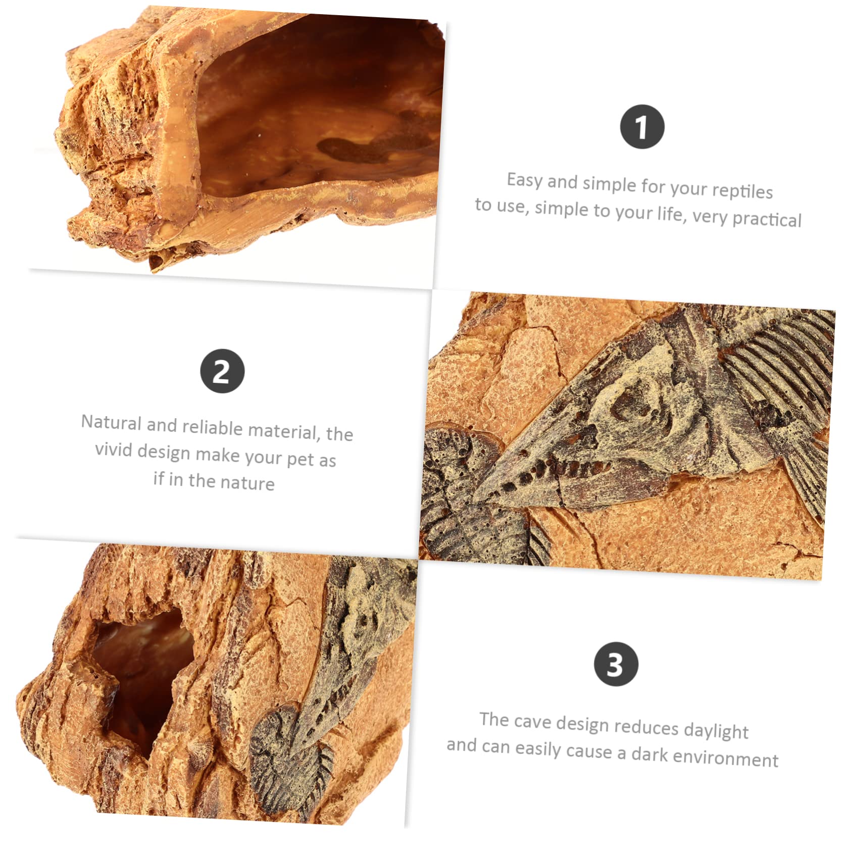 Plataforma De Reptiles Cueva Oculta para Refugio Natural De Resina para Tortugas y Serpientes Decoración De Estable y Duradera