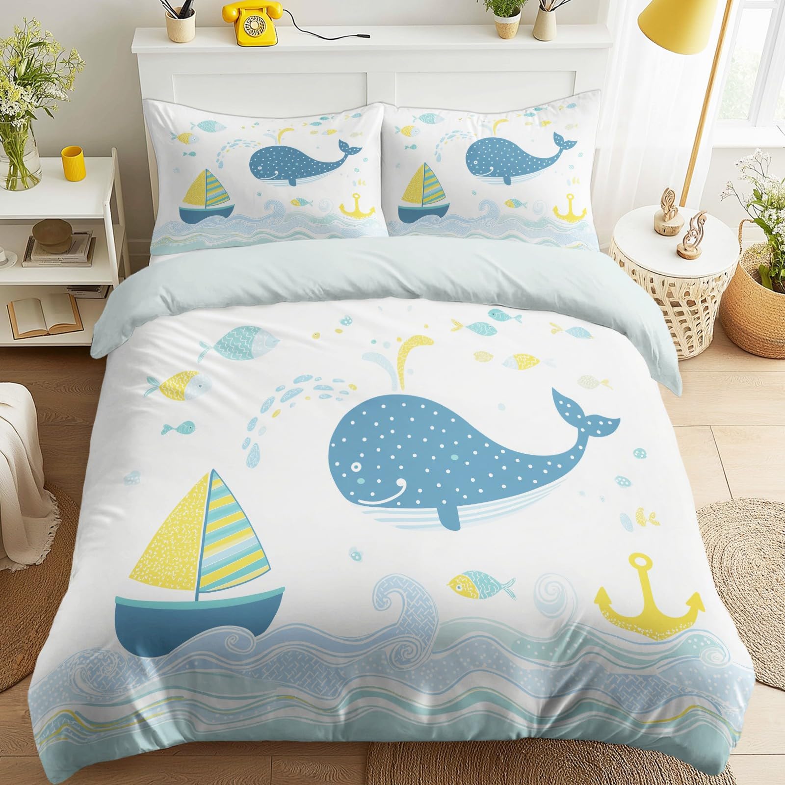 Parure de lit baleine 200x200 pour illuminer la chambre de vos enfants