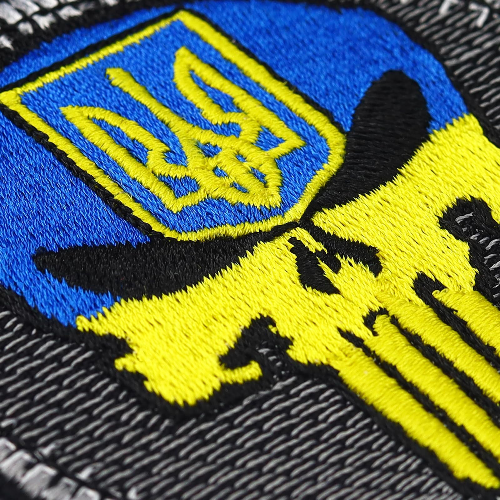 Naszywka Biker Patches Ukraine Biker Punisher Patch do naprasowania/naszywania | Aplikacja na wszystkie materiały | flaga Ukrainy akcesoria do naprasowywania | 75 x 75 mm
