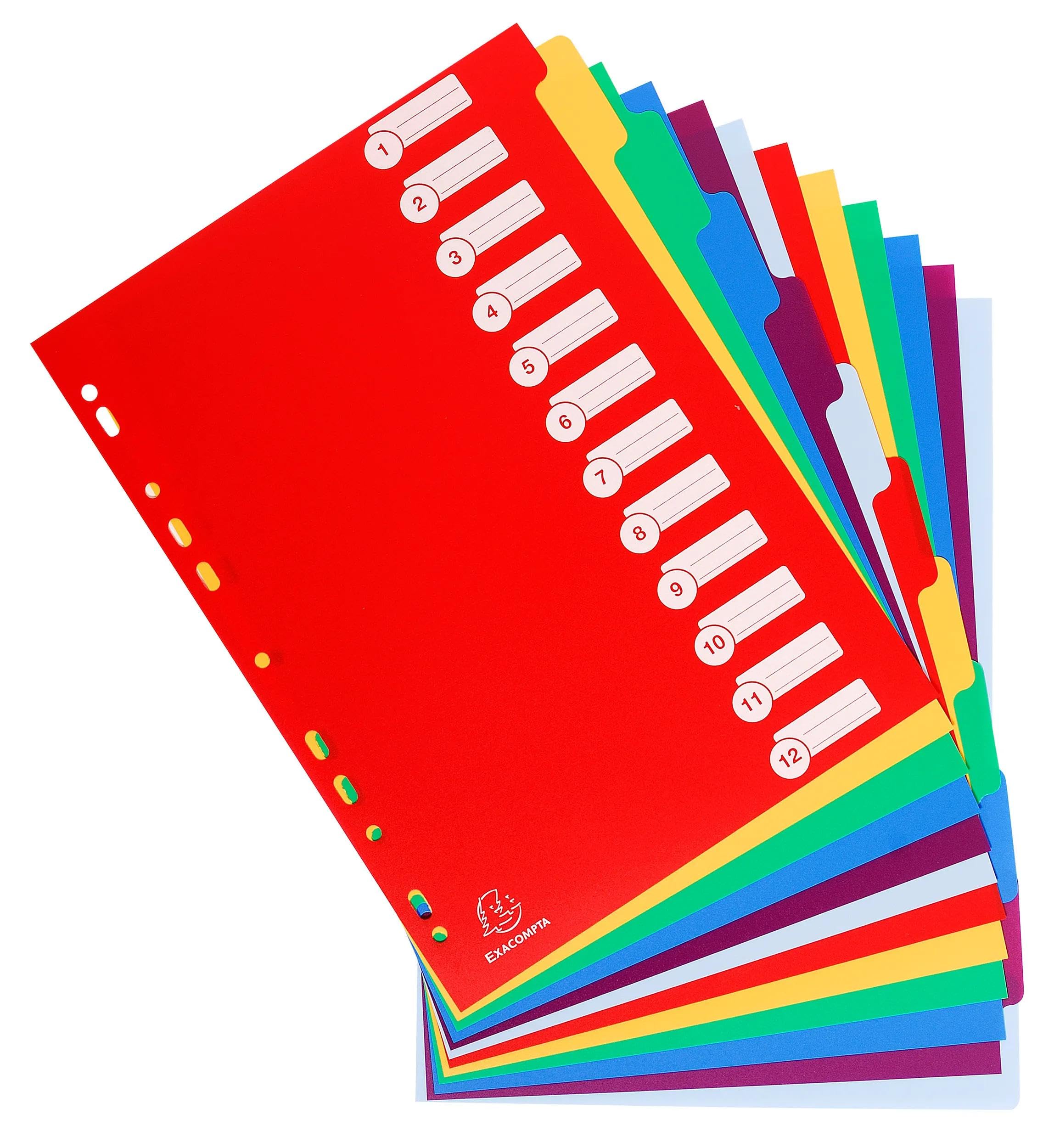 Intercalaires polypropylene semi rigide 35x100e 12 positions - a4