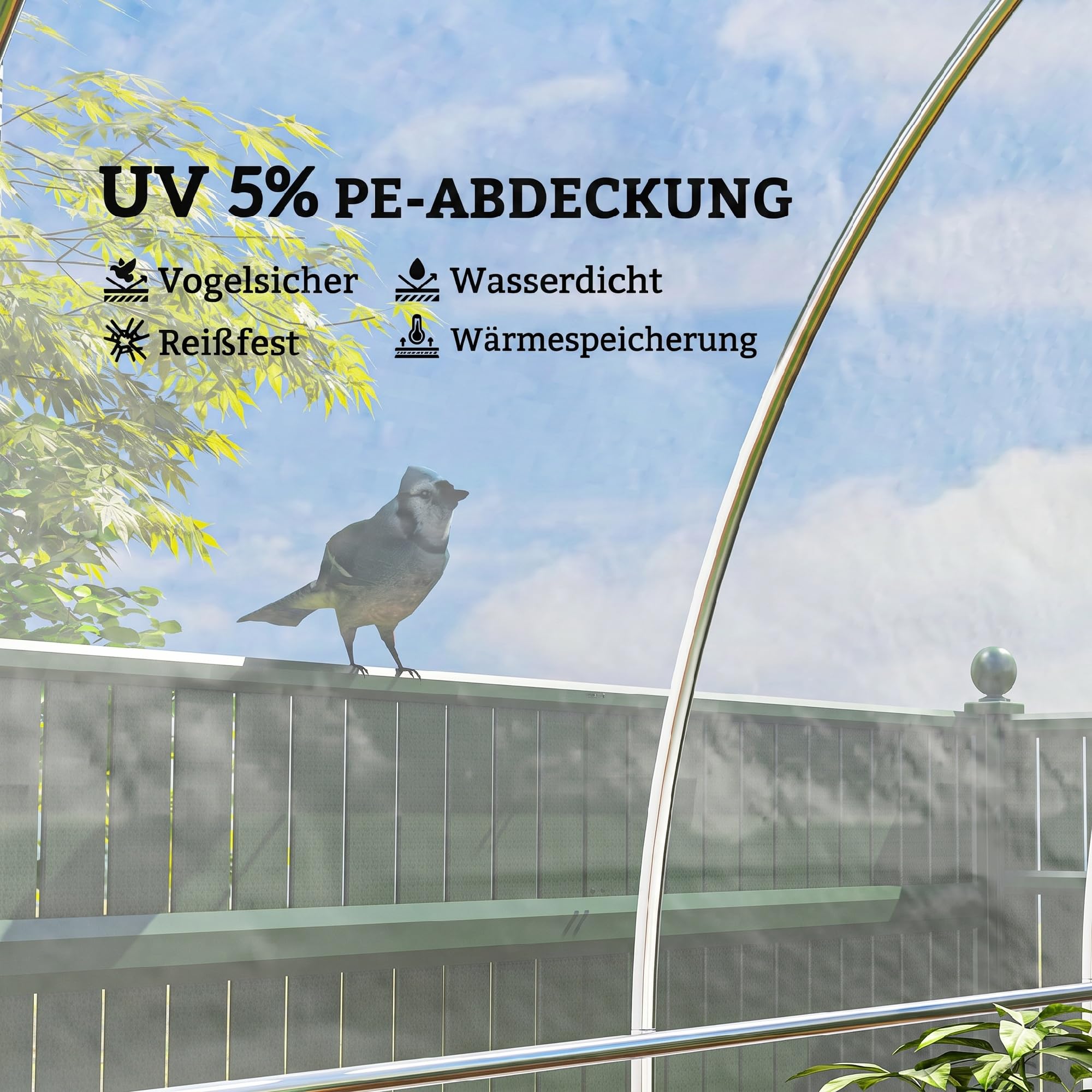 Outsunny Gewächshausfolie 6x10 m wasserdicht Gartenfolie mit UV Schutz, Extra Dick Reißfest Folie aus PE, Abdeckplane für Treibhaus Folientunnel, Tunnelfolie NUR Folie Transparent