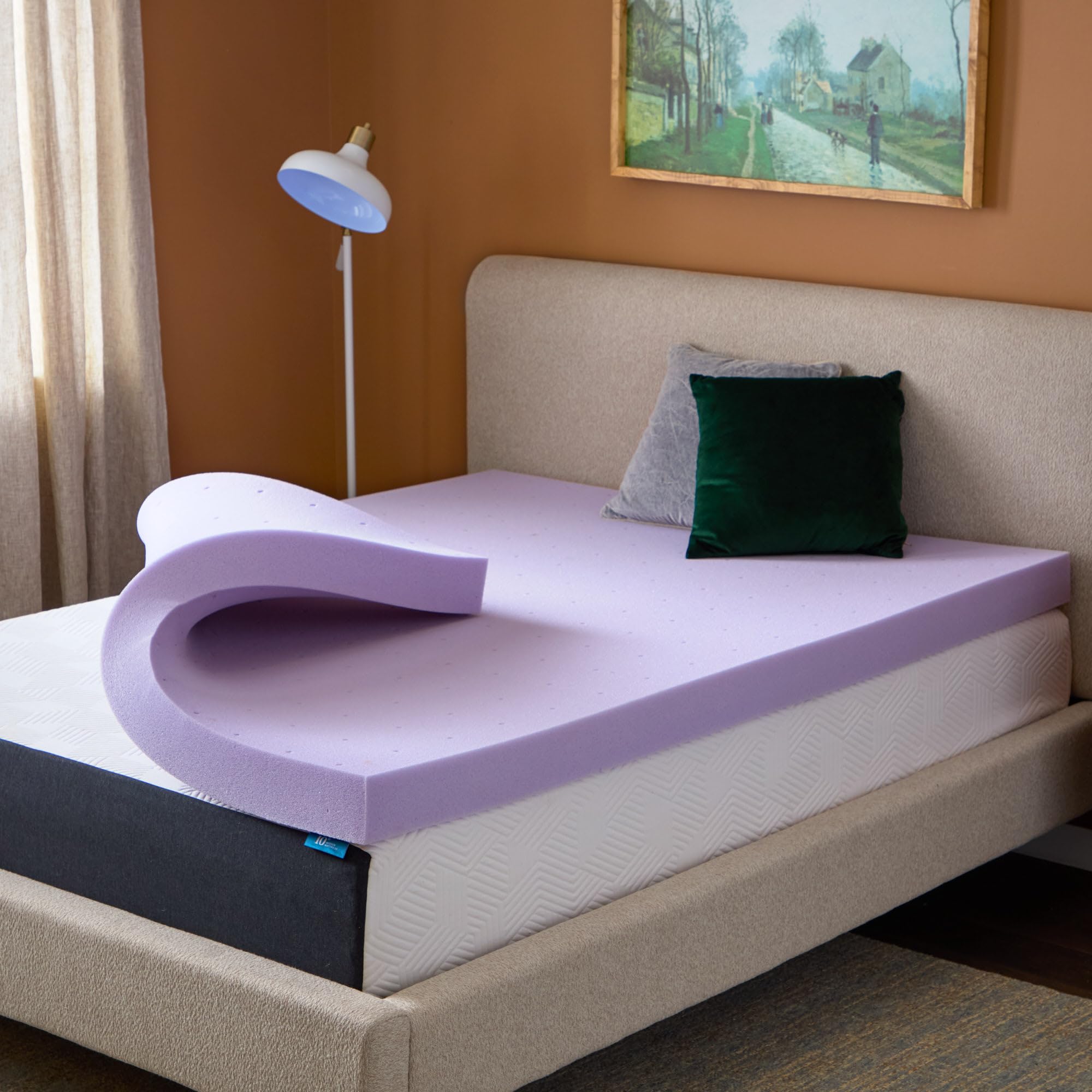 Lucid 4 Inch Lavender Memory Foam Mattress Topper