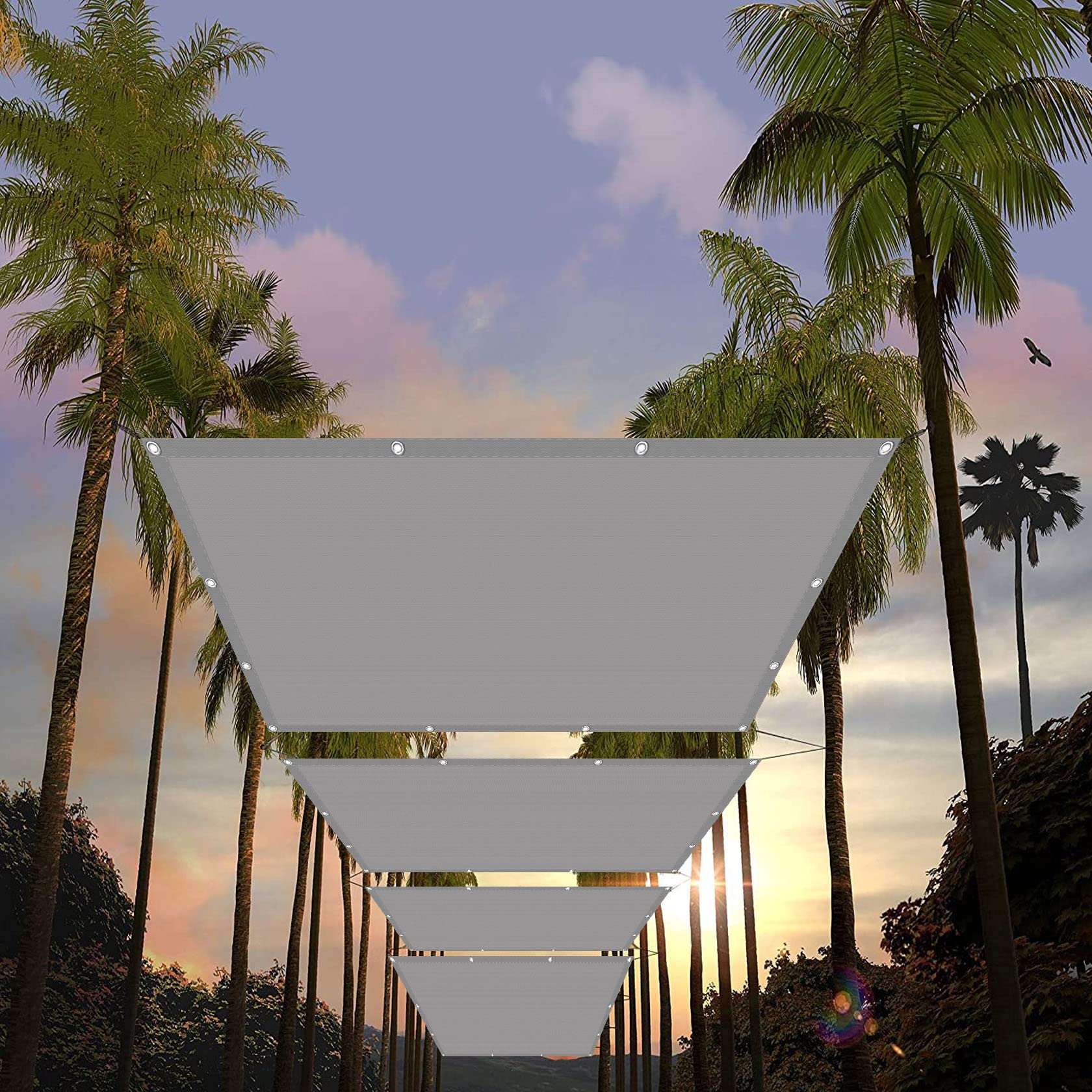 Voile d'ombrage 5.5 x 7 m étanche et anti-UV avec corde de fixation jardin