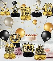 Vista 4 de 9 piezas de decoración de 40 cumpleaños para hombres y mujeres, decoraciones de mesa de feliz cumpleaños 40, decoraciones de mesa de cumpleaños