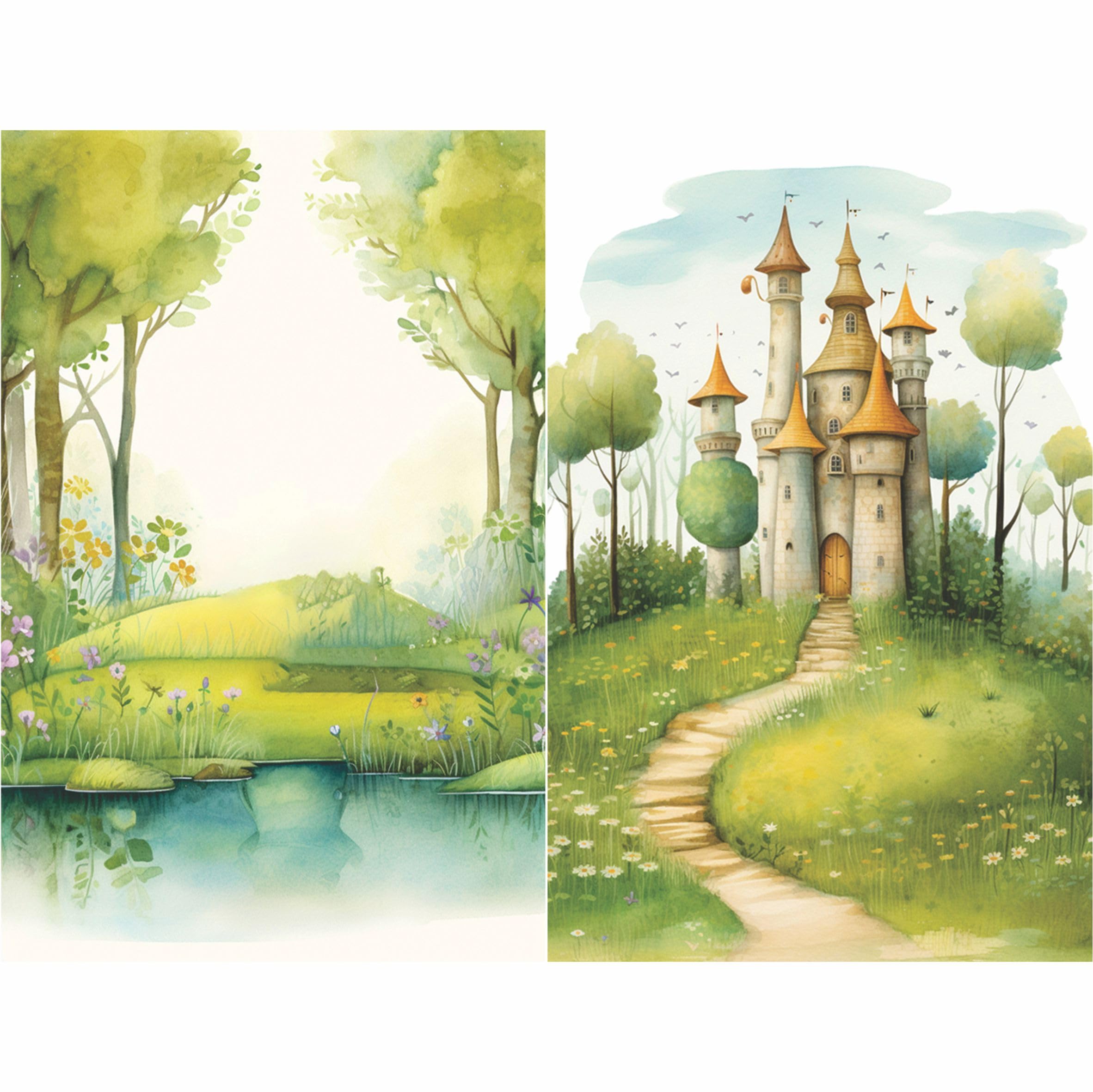Papier de riz Nuits des Bois, 20 x 26,6cm (6pc) - 6 motifs pour