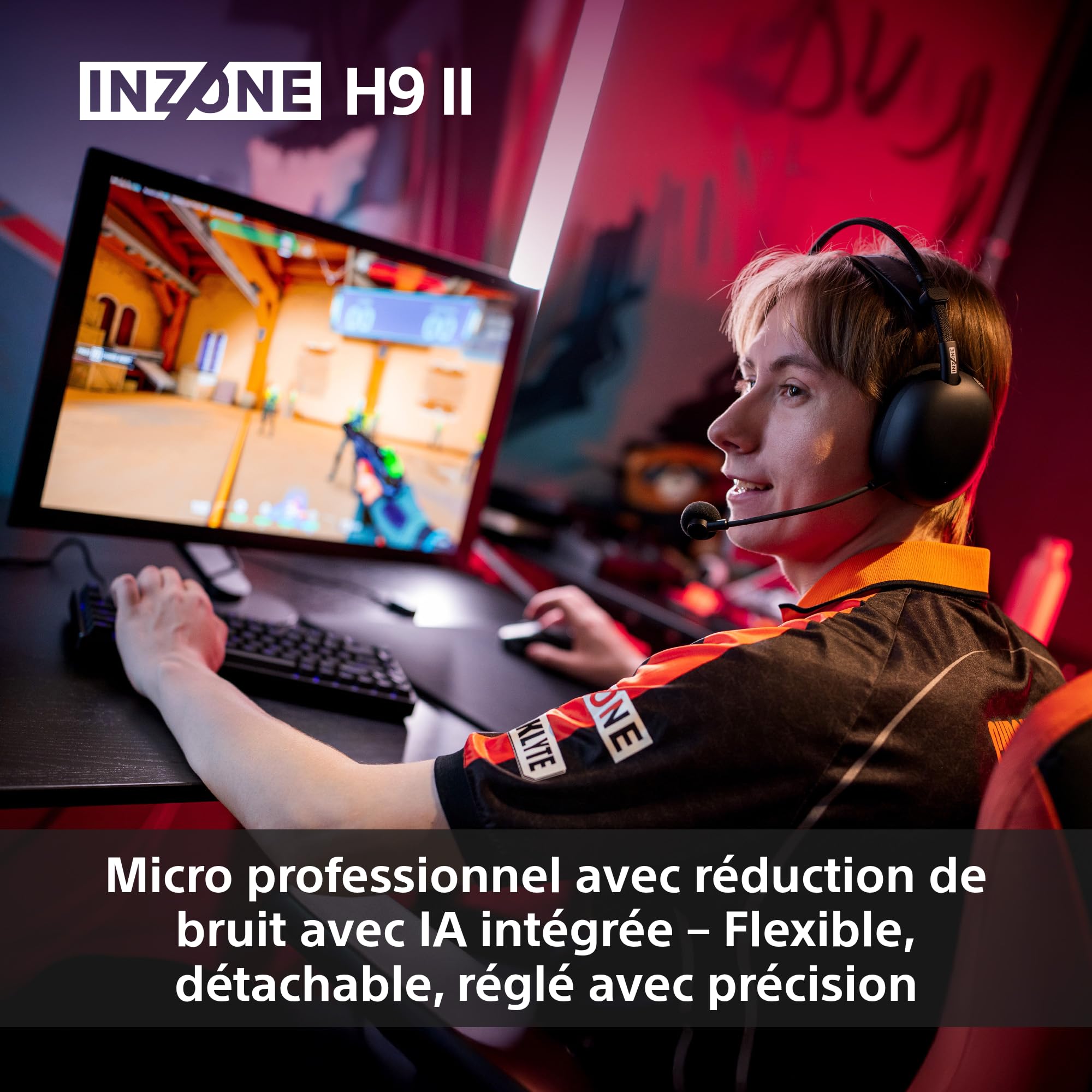 Sony INZONE H9 II- Casque Gaming PC sans Fil à réduction de Bruit Sony, léger, Micro cardioïde IA détachable, 2,4 GHz et Bluetooth, Housse Souple, pour PC, PS5, Switch et Mobile, Blanc