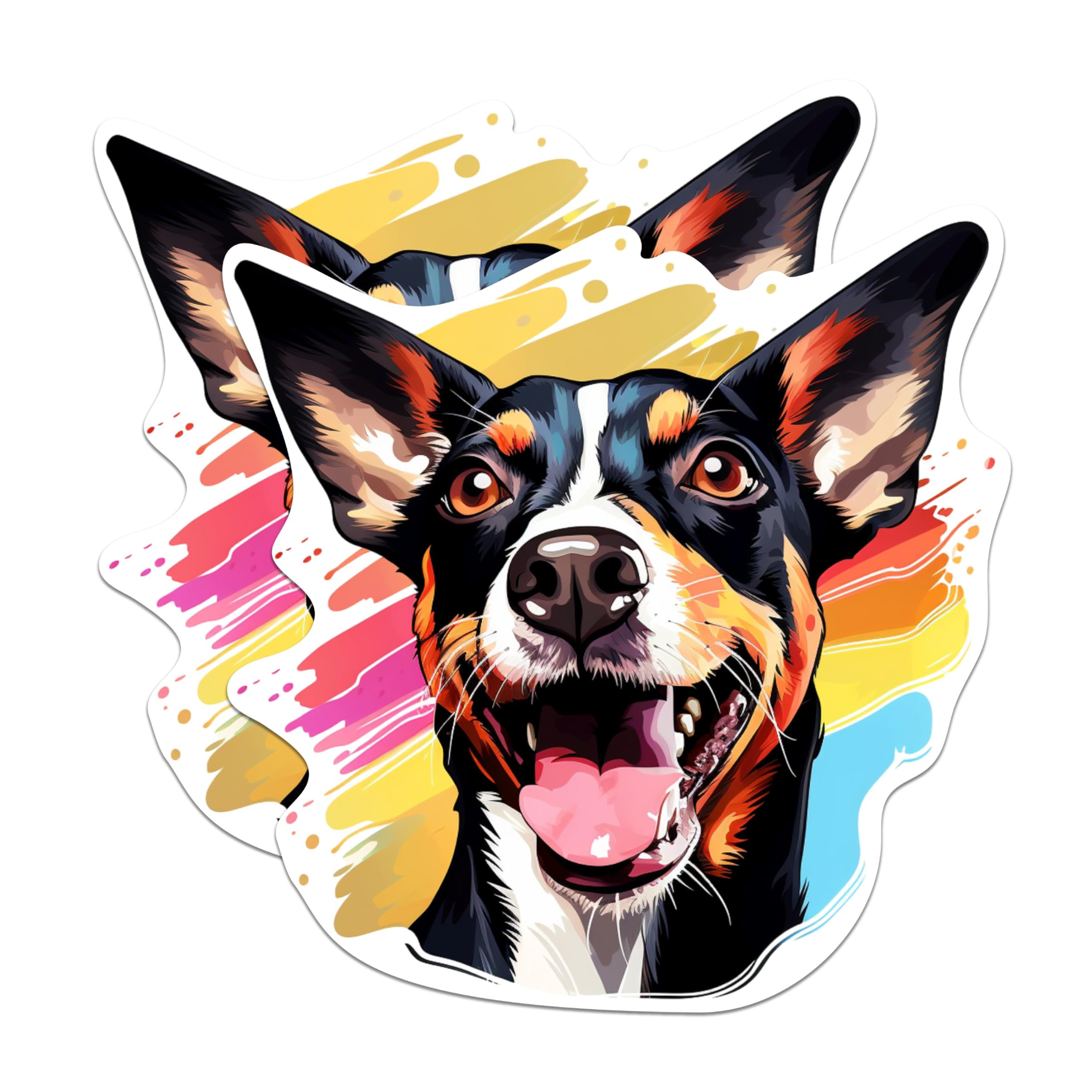 (2 Pack) Rat Terrier Dog Breed Stickers - 5 Inches On Longest Side - Choose from Over 100 Dog Breeds - for Cars, Trucks, Skateboards, Laptops - Made in USA - BMCS1929