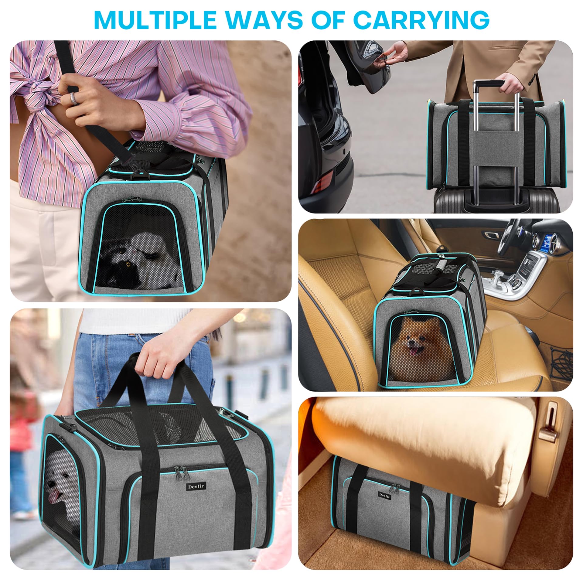 Premium Pet Carrier – Dog & Cat Travel Bag, Airline Approved, Soft-Sided Design for Small to Large Pets, TSA Compliant, Expandable & Collapsible (Brown) - image 2