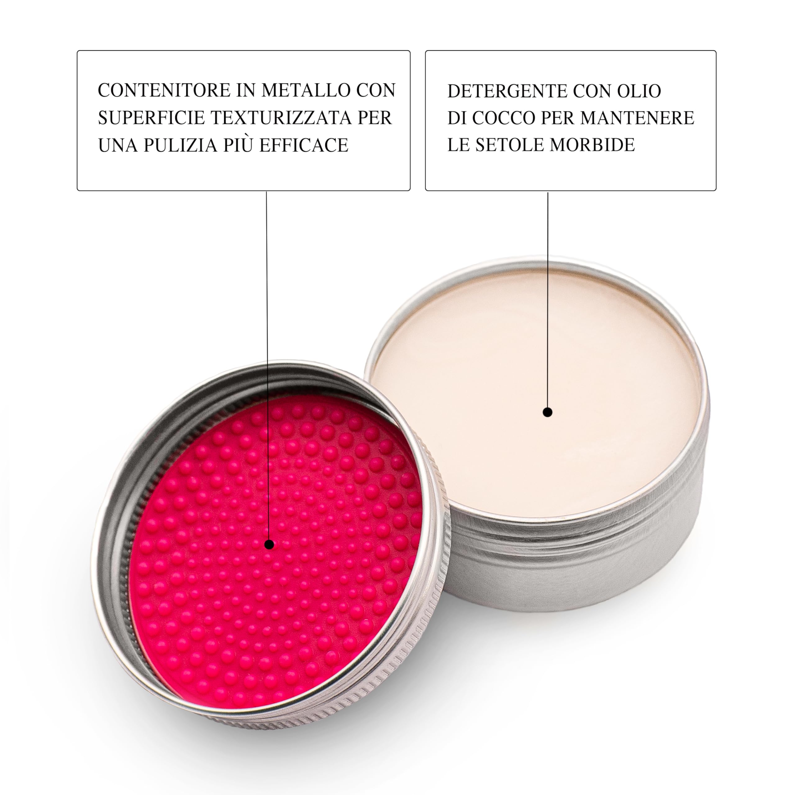 Miobrush Pulisci Pennelli Make Up Solido con Olio di Cocco - Sapone Detergente Profondo con Spugna Scrub Testurizzato, Ammorbidisce Delicatamente le Setole - Confezione Compatta da Viaggio - 50g