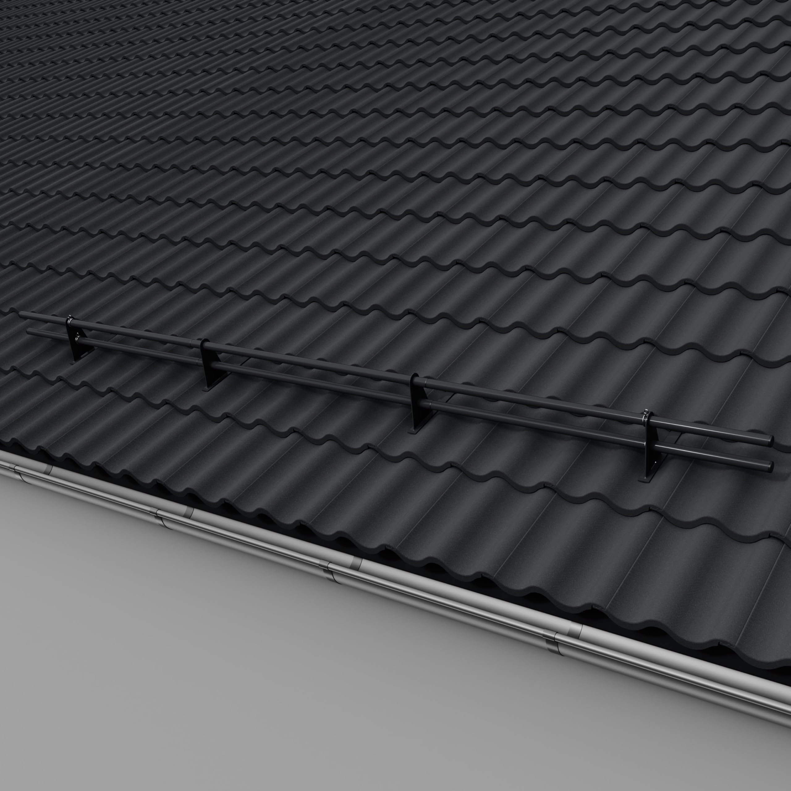 Parotec SCHNEEFANGROHR-Komplettset 3,0 m (300 cm) - für Dachziegel (Ton), Betondachsteine, Falzziegel & Dachpfannen - Schneefang/Dachlawinenschutz - 2 Rohre, 4 Halterungen - RAL 7016 Anthrazit