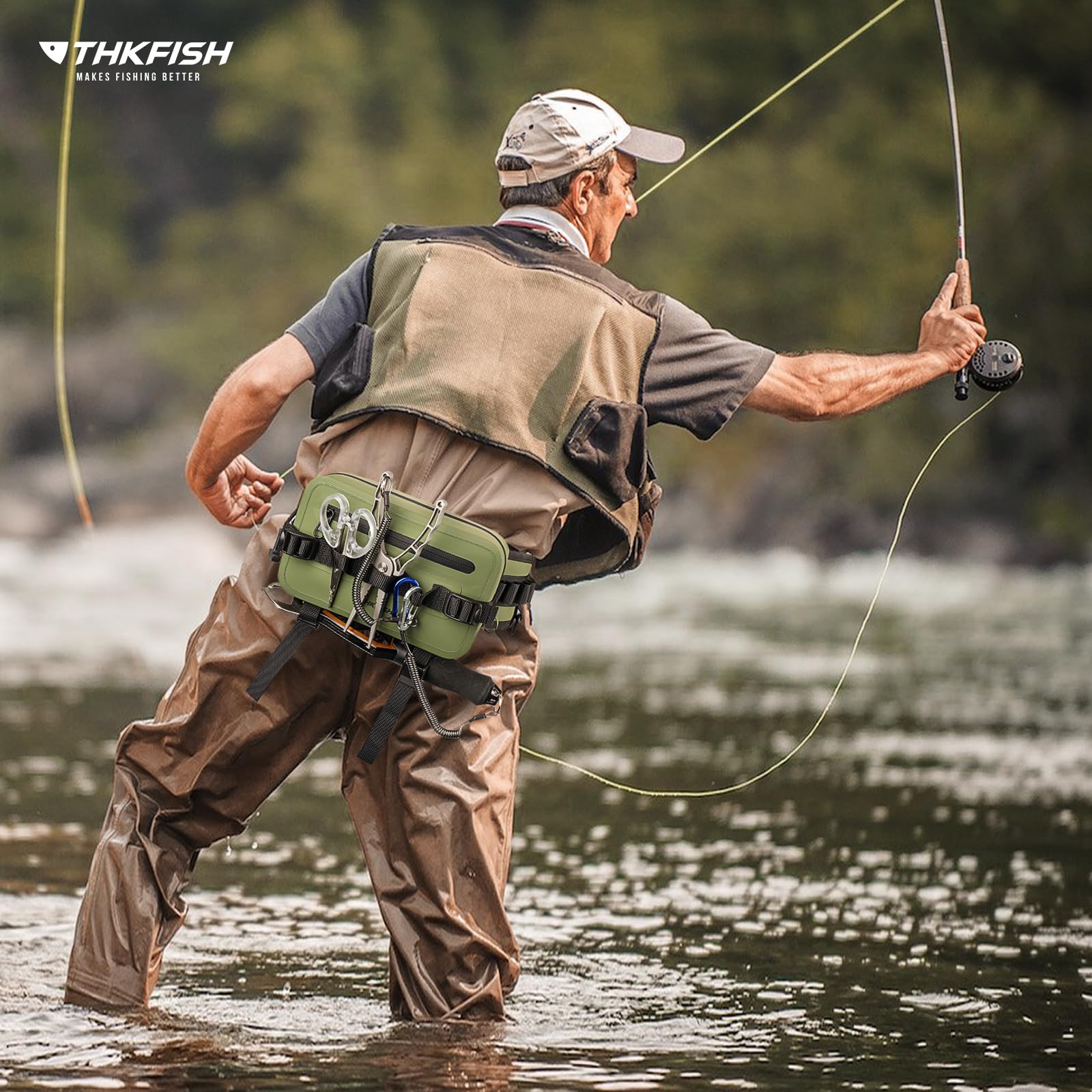 THKFISH Marsupio impermeabile per attrezzatura da pesca, con chiusura ermetica con cerniera, IPX8, impermeabile, con cinghia regolabile, per pesca a mosca, kayak