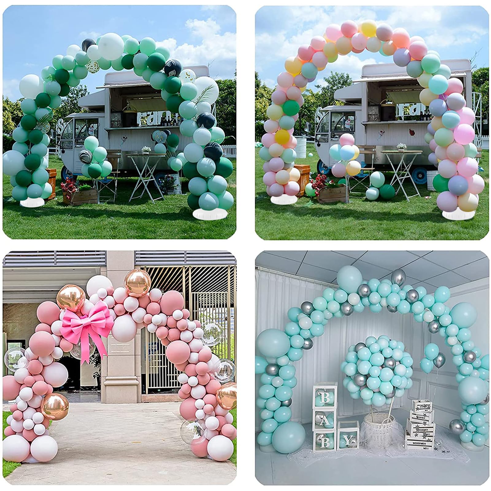 Kit regolabile per arco di palloncini, 3,1 m, riutilizzabile, con 2 basi riempibili con acqua e 50 clip per palloncini e asta in fibra pieghevole, per matrimoni, lauree, compleanni, decorazioni