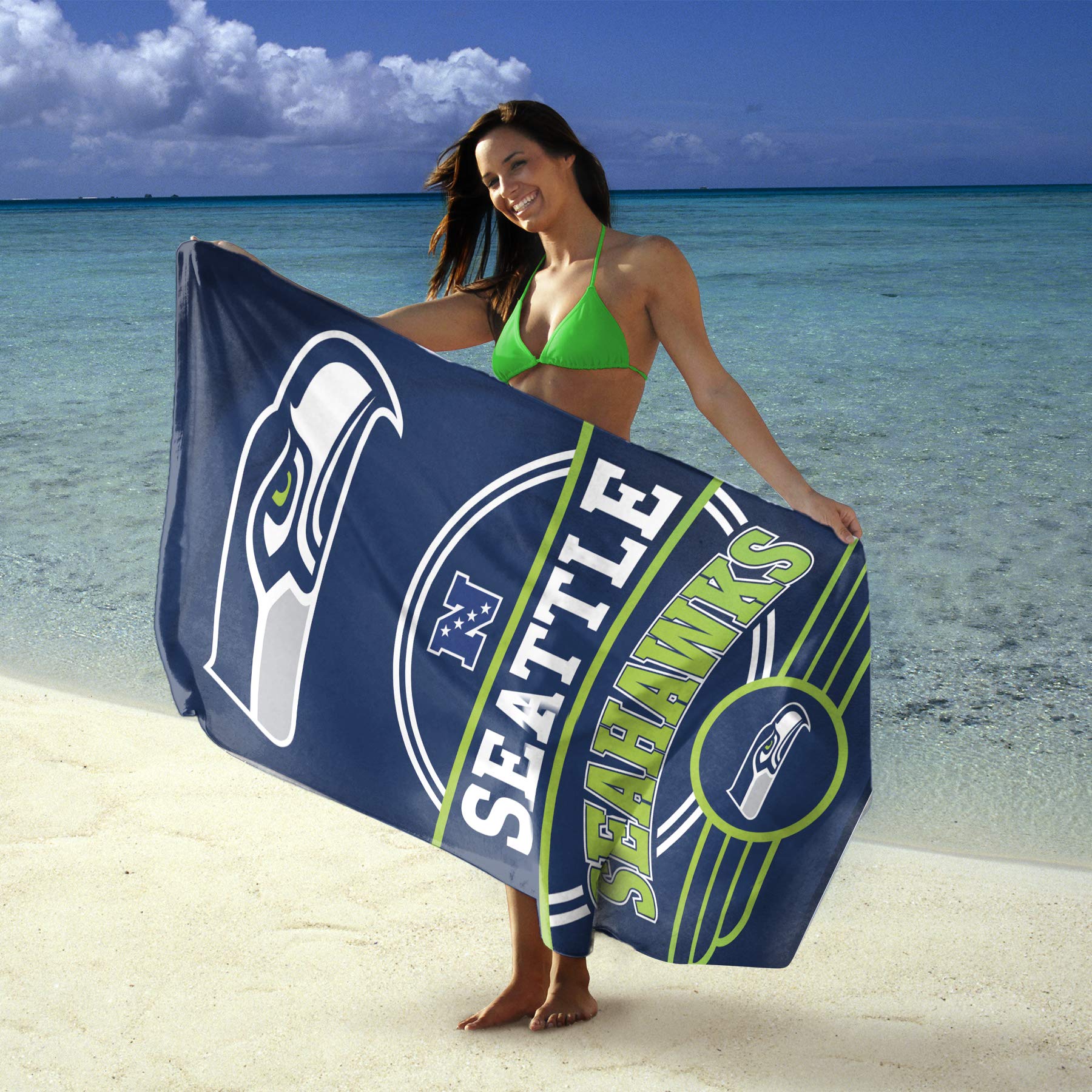Wincraft NFL Badetuch Seattle Seahawks Logo Beach Towel Handtuch Strandtuch 150x75cm