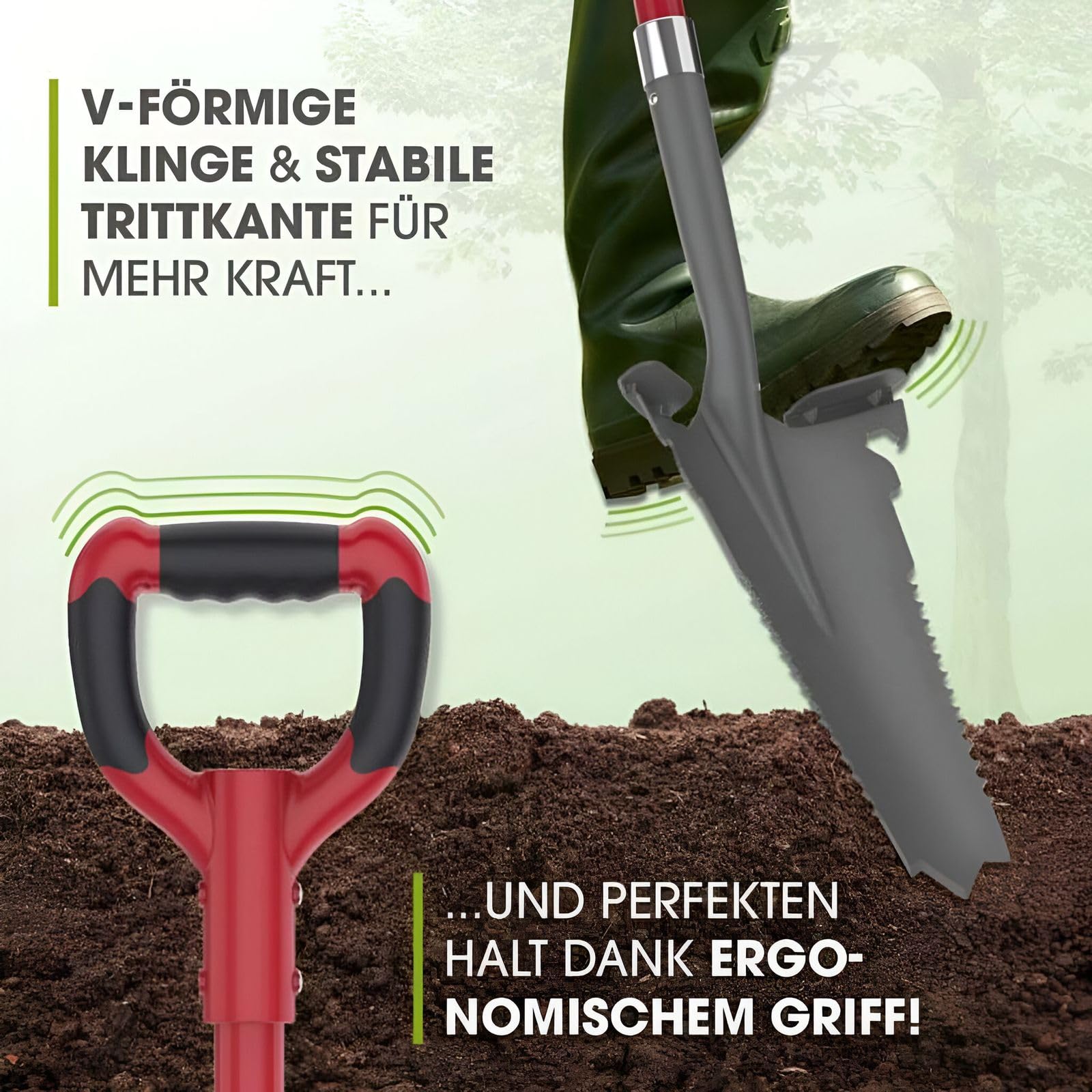 Scie à bêche et racines, coupe racine, lame en V pour une croissance facile dans le sol, économe en énergie et ergonomique - 3