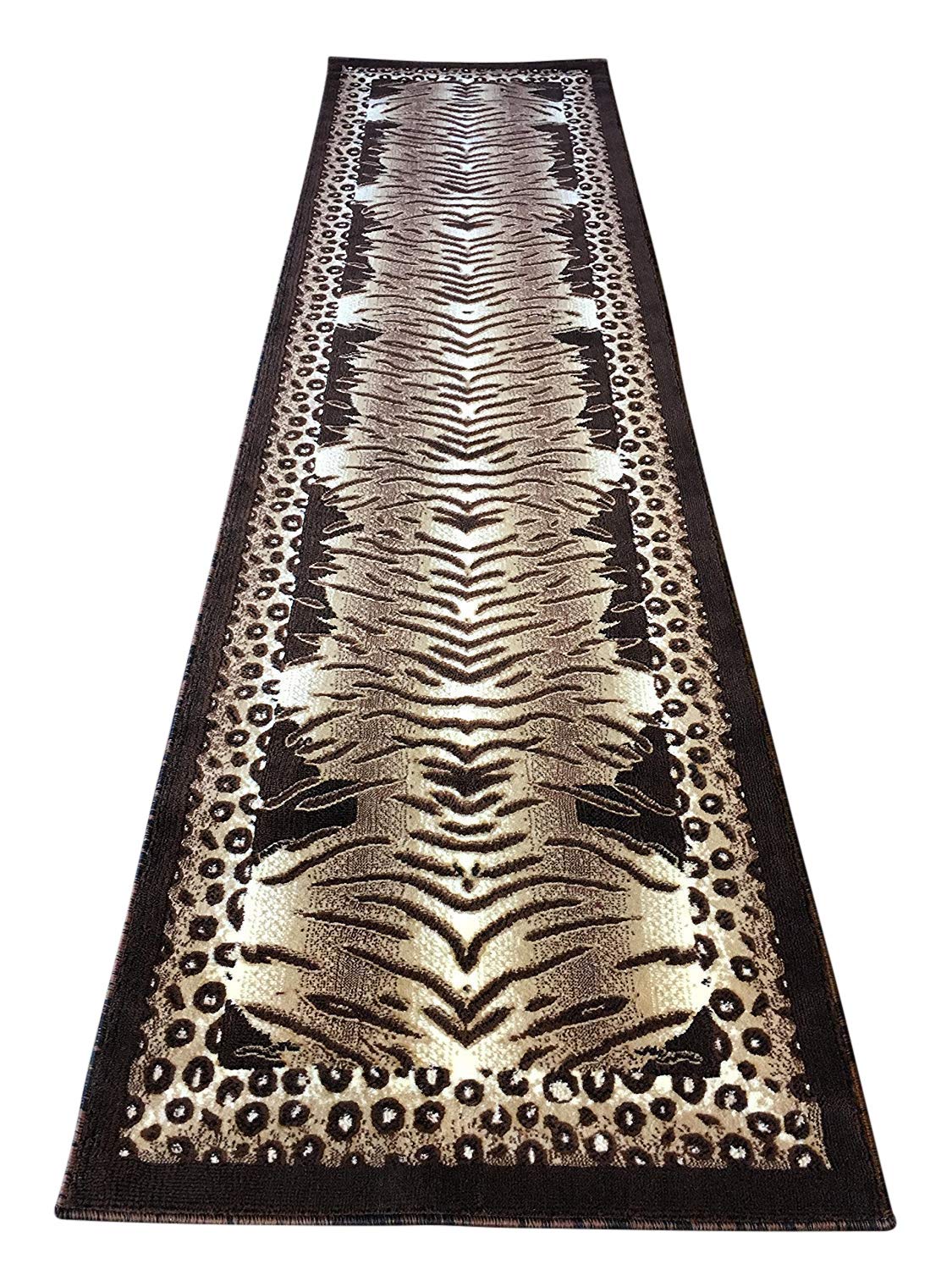Americana Tiger & Leopard Animal Skin Print Long Runner Design 130 (32 Inch X10 Feet)