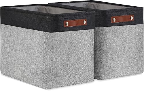 Miniatura 8 de DULLEMELO Cestas de almacenamiento grises para organizar, paquete de 2 cestas de almacenamiento extra grandes, cestas de almacenamiento de tela para