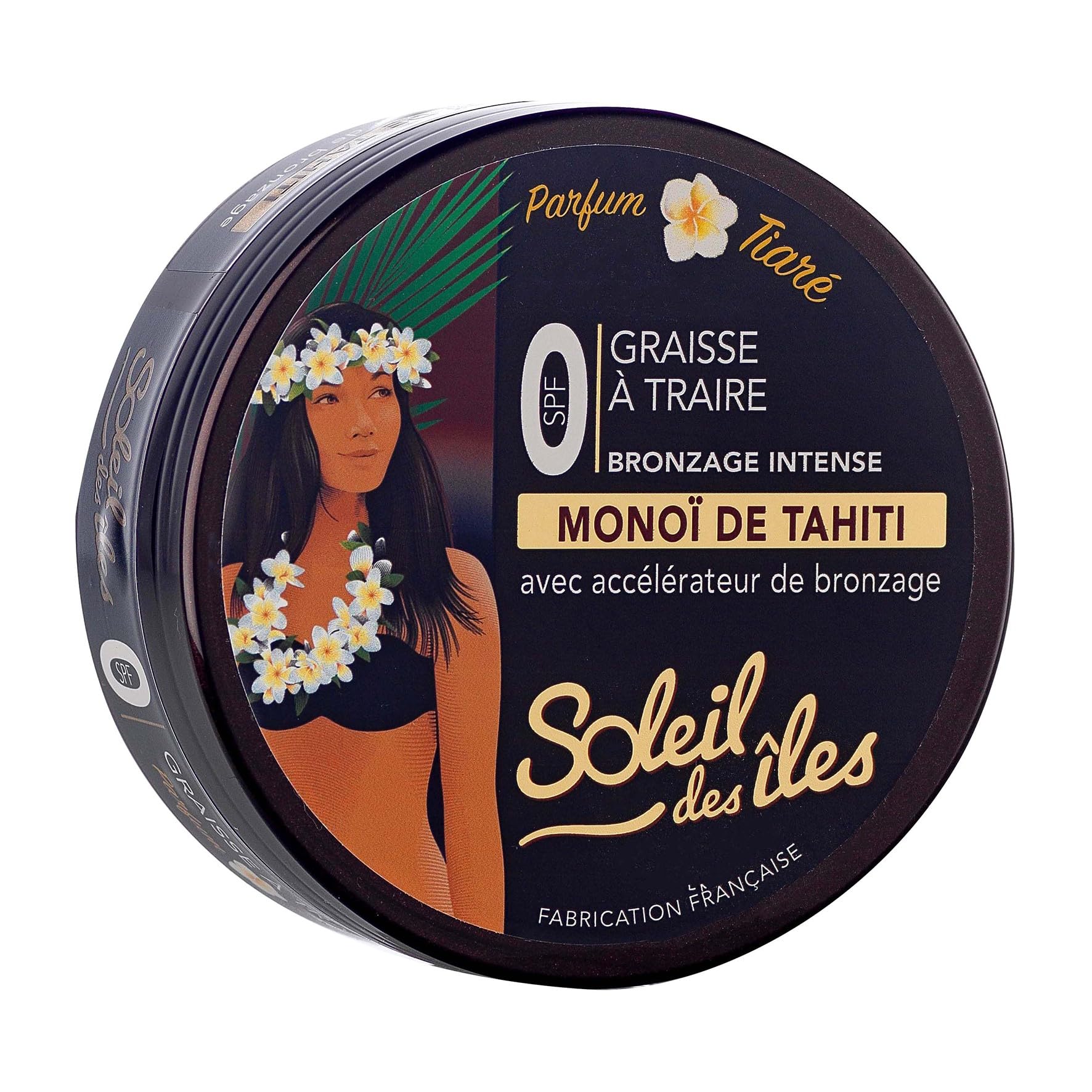 Soleil des Îles | 100% naturalny smar do doju z Tahiti Monoi z akceleratorem opalania - bez parabenów, wodoodporny - perfumy Tiaré - Wyprodukowano we Francji