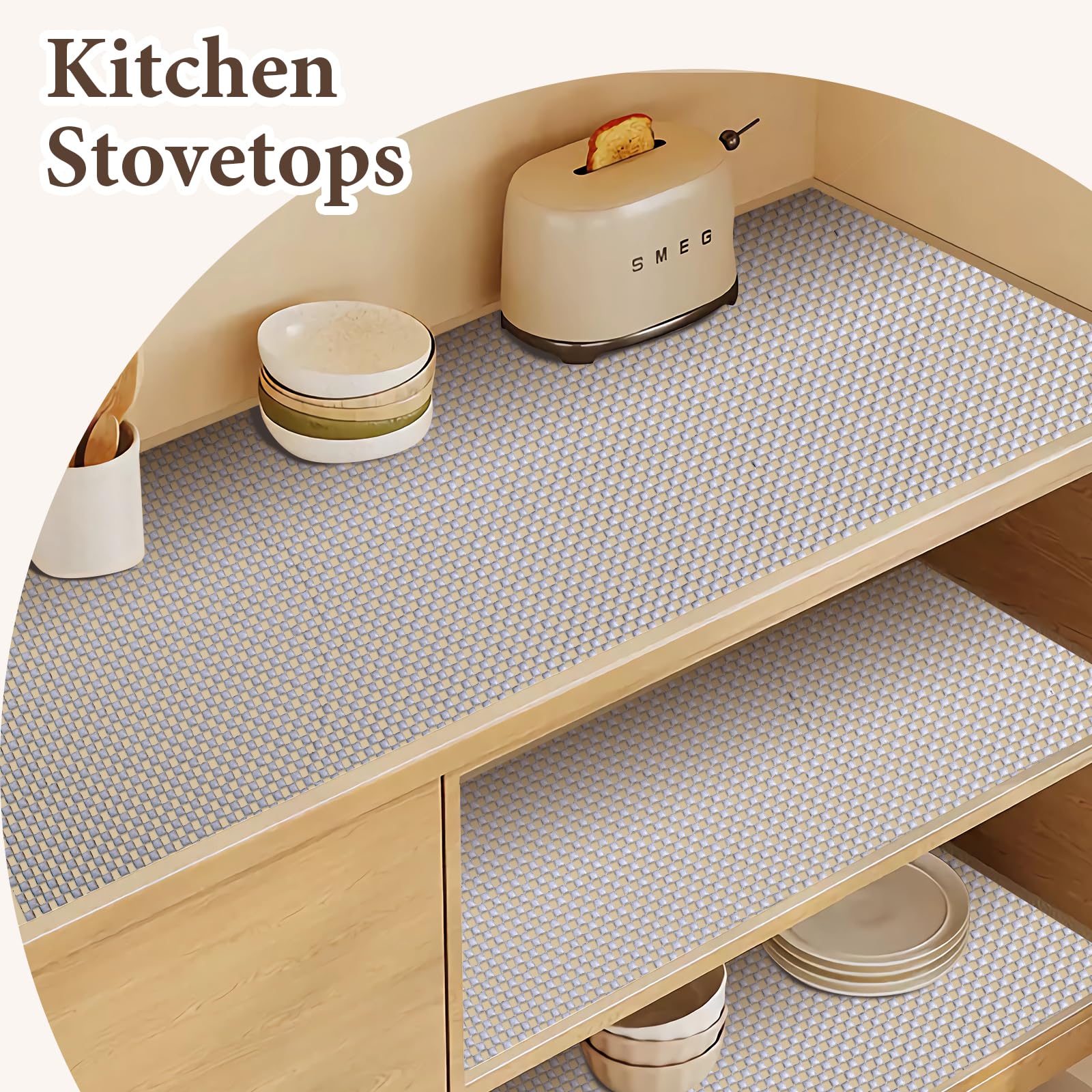 Revestimientos de estantes para armarios de Cocina, Papel no Adhesivo, Antideslizante, Grueso, fácil de Limpiar, para Caja de Herramientas, refrigerador, Gris, 17.3 x 236.2 Pulgadas