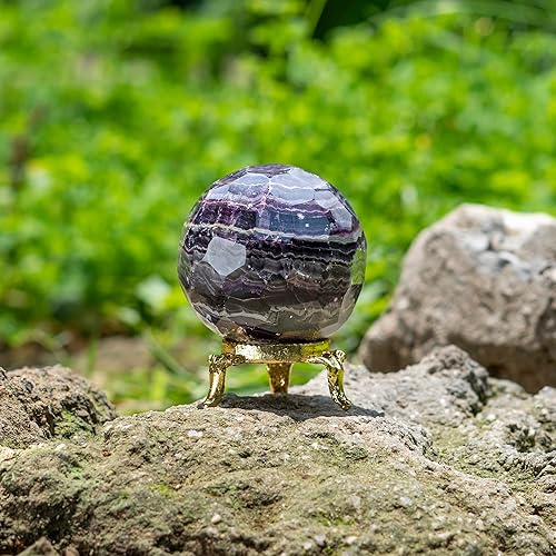 Miniatura 3 de ZAICUS Bola de corte de diamante de rodonita de 2.362 in con soporte de metal, esfera de piedras preciosas naturales para cristales curativos, bolas