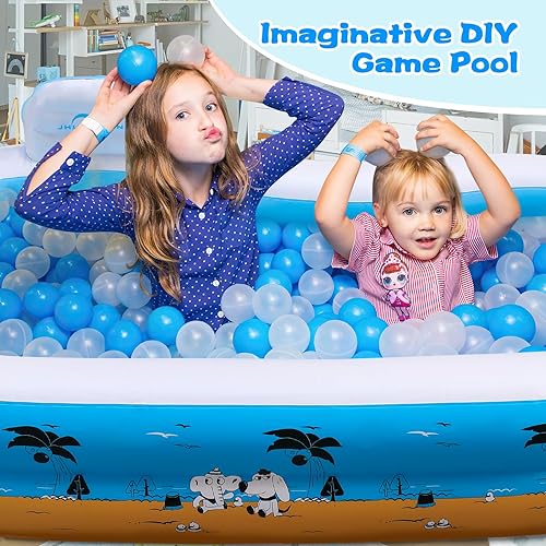 Miniatura 6 de Piscina inflable grande con asiento, piscina inflable para adultos, 100 x 61 x 17 pulgadas, piscina para niños con respaldo para patio trasero