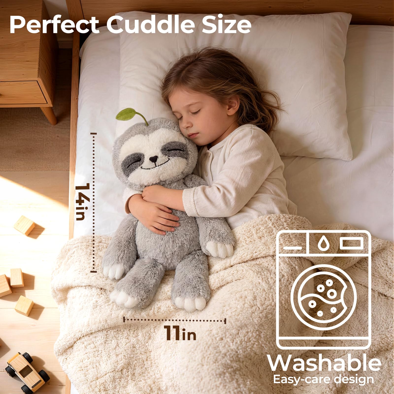 Mewaii Weighted Sloth Teddy Plush, 1.5KG Weighted Stuffed Animals 38CM Pillow for Kids, Soft Weighted Anxiety Plush Toy Sloth Gifts for Women Girls Adoults — view 6