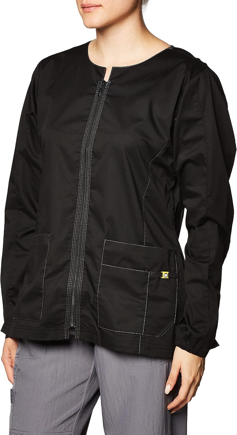 Get Cheap Price WonderWink Womens Zip Front Jacket Medical Scrubs, Black, Small US