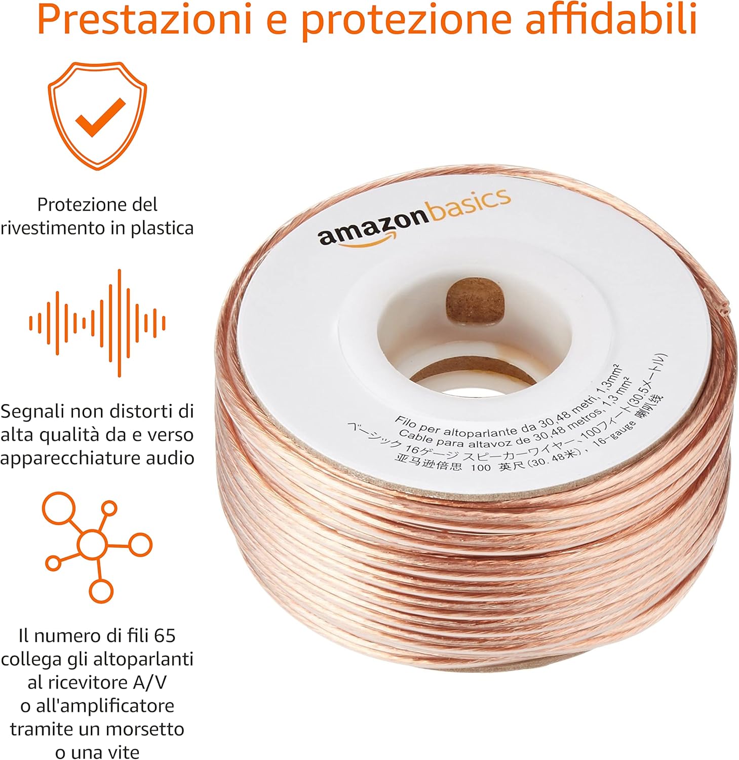 Amazon Basics 16-gauge Speaker Wire - 100 Feet - Immagine 2