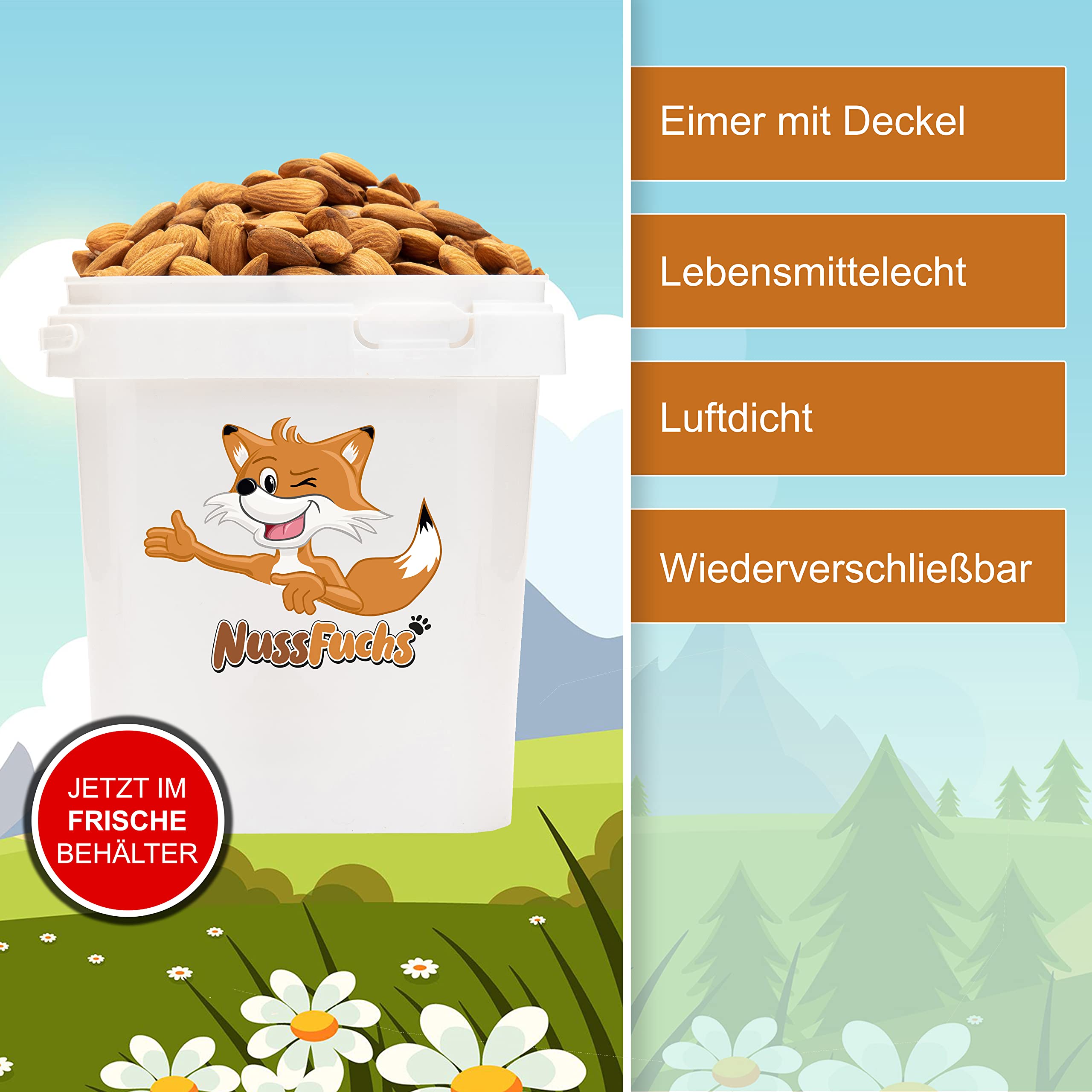 Mandeln mit Haut 3,5kg – naturbelassene ganze Mandelkerne | ungesalzen, ungeröstet & vegan | Mandeln natur – ohne Schale, süßlich, knackig | 100% aus Australien – im Eimer